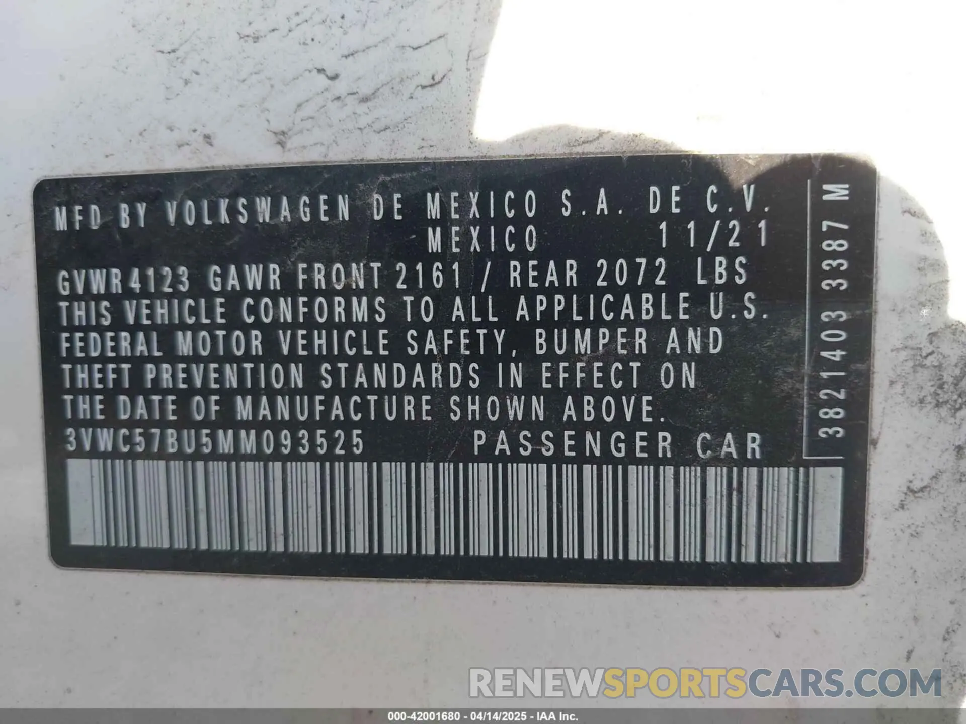9 Фотография поврежденного автомобиля 3VWC57BU5MM093525 VOLKSWAGEN JETTA 2021
