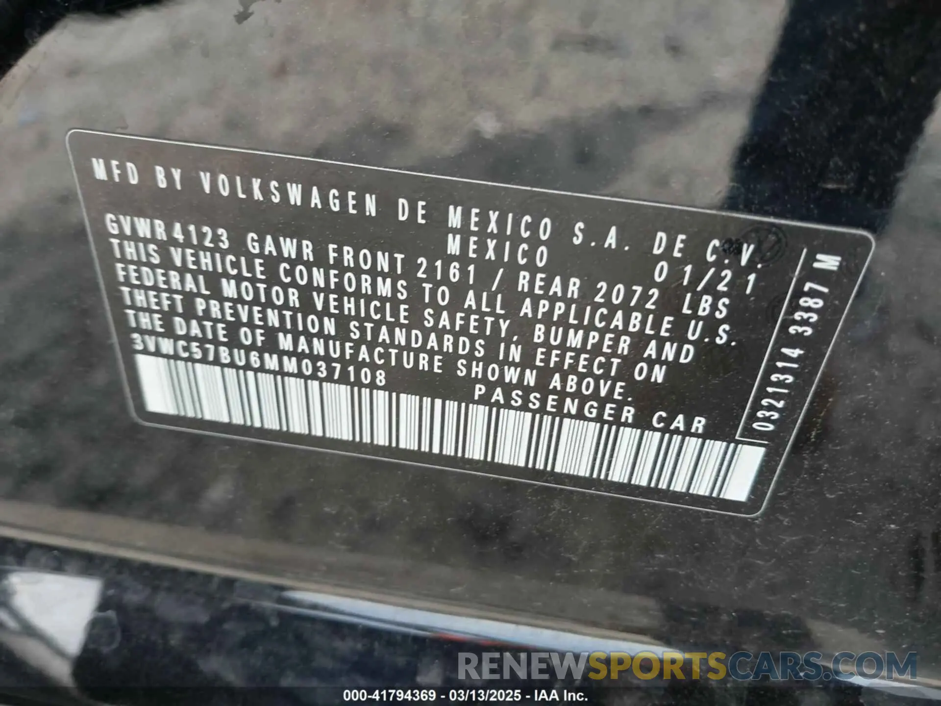 9 Фотография поврежденного автомобиля 3VWC57BU6MM037108 VOLKSWAGEN JETTA 2021