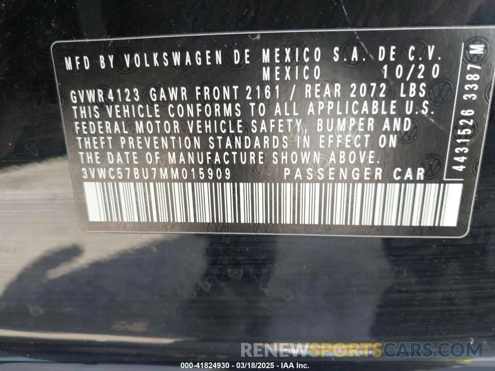 9 Photograph of a damaged car 3VWC57BU7MM015909 VOLKSWAGEN JETTA 2021