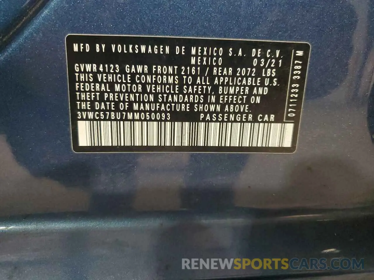 12 Фотография поврежденного автомобиля 3VWC57BU7MM050093 VOLKSWAGEN JETTA 2021