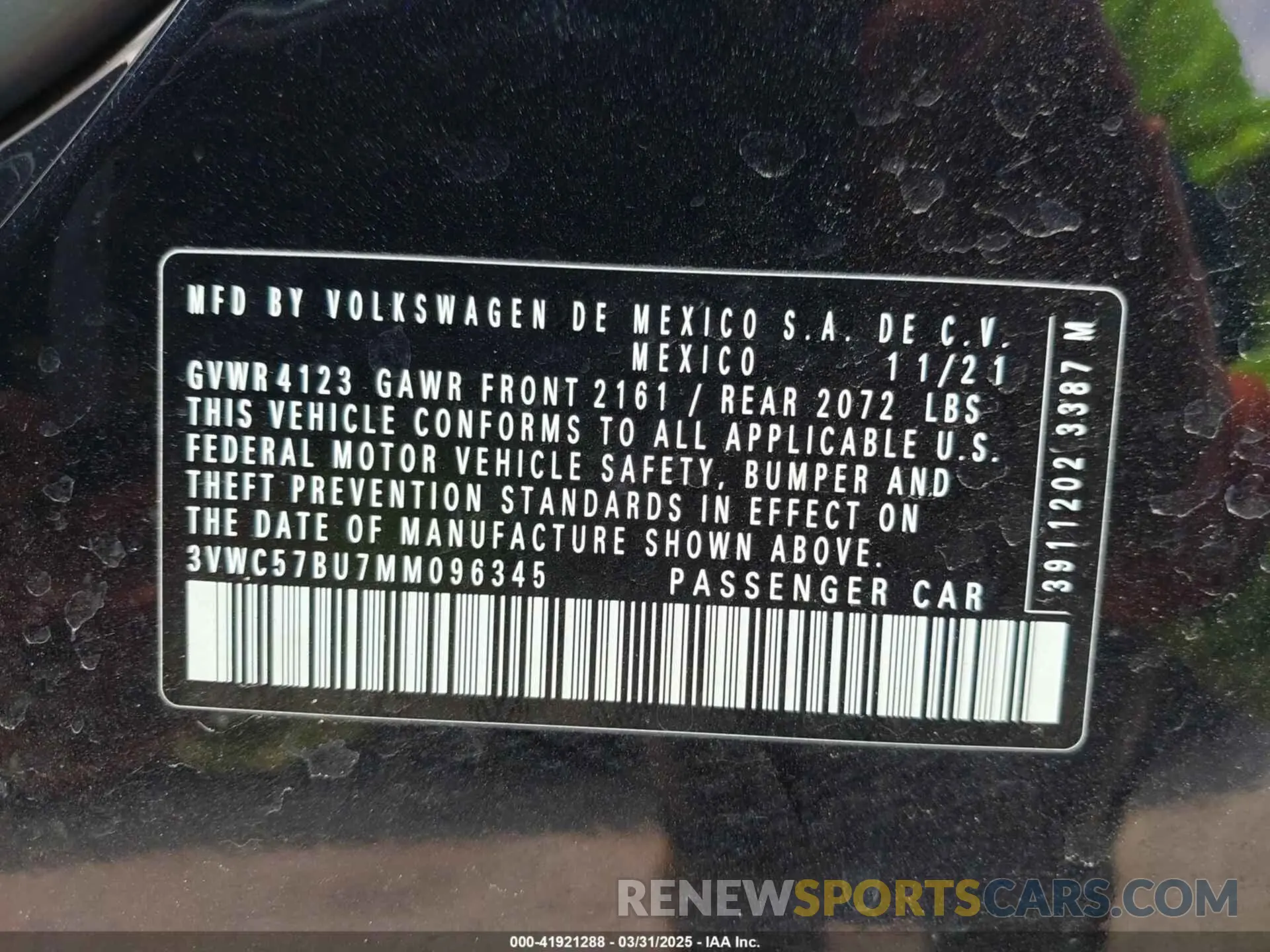 9 Photograph of a damaged car 3VWC57BU7MM096345 VOLKSWAGEN JETTA 2021