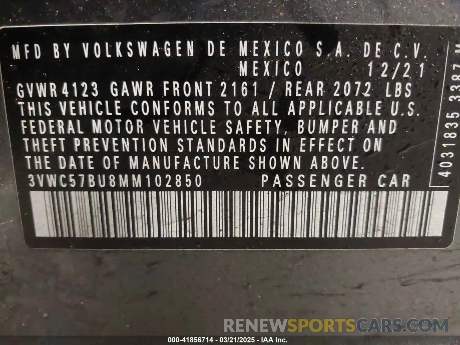 9 Фотография поврежденного автомобиля 3VWC57BU8MM102850 VOLKSWAGEN JETTA 2021