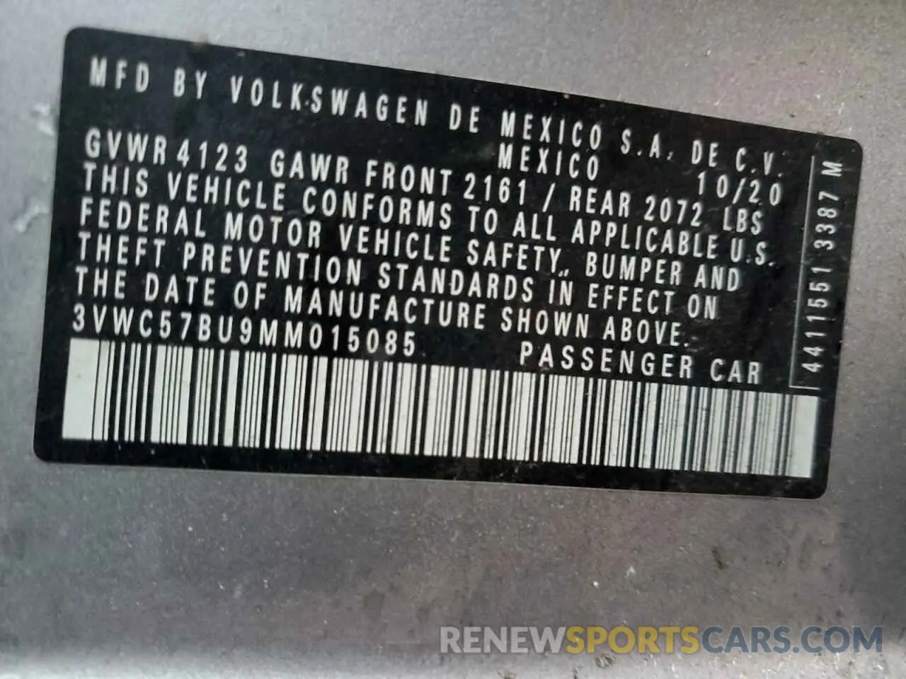 12 Фотография поврежденного автомобиля 3VWC57BU9MM015085 VOLKSWAGEN JETTA 2021