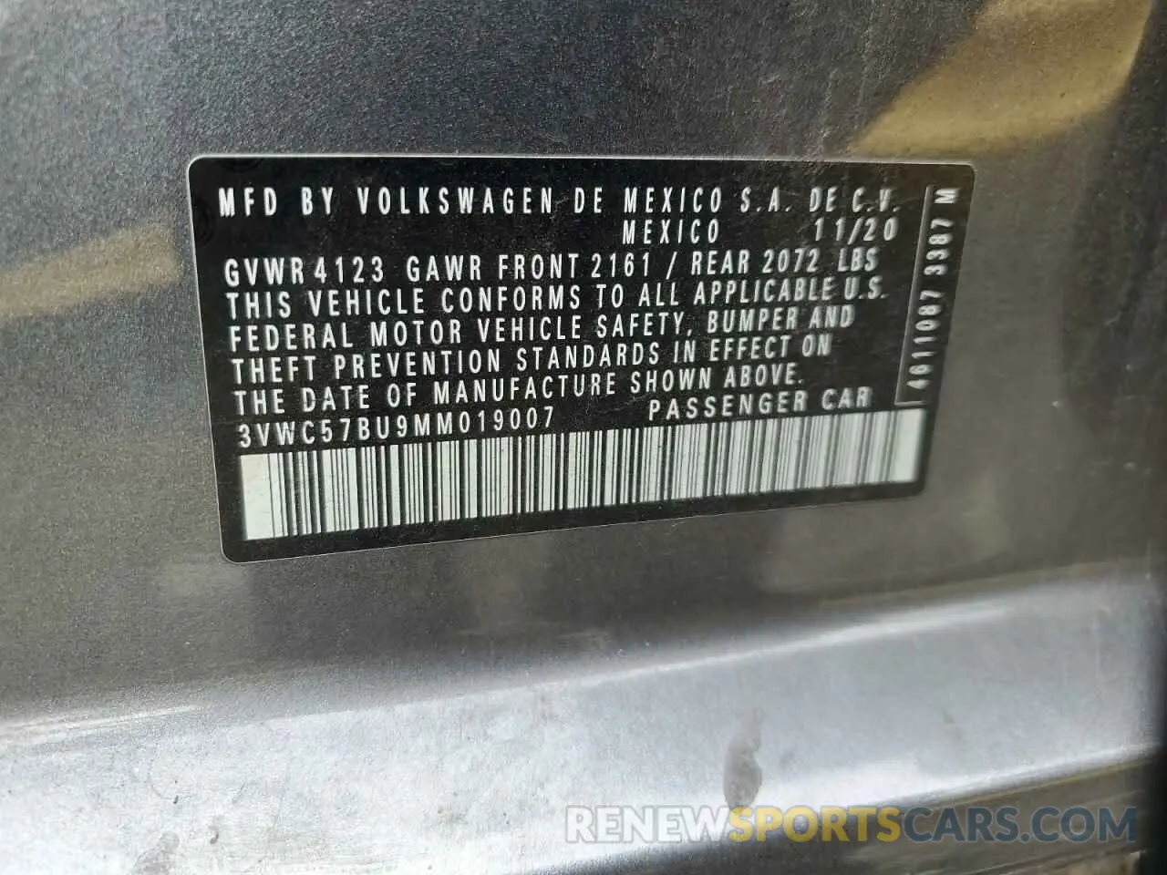 12 Фотография поврежденного автомобиля 3VWC57BU9MM019007 VOLKSWAGEN JETTA 2021