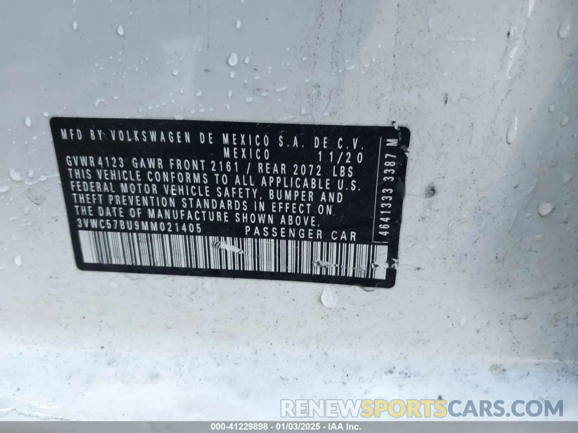 9 Photograph of a damaged car 3VWC57BU9MM021405 VOLKSWAGEN JETTA 2021