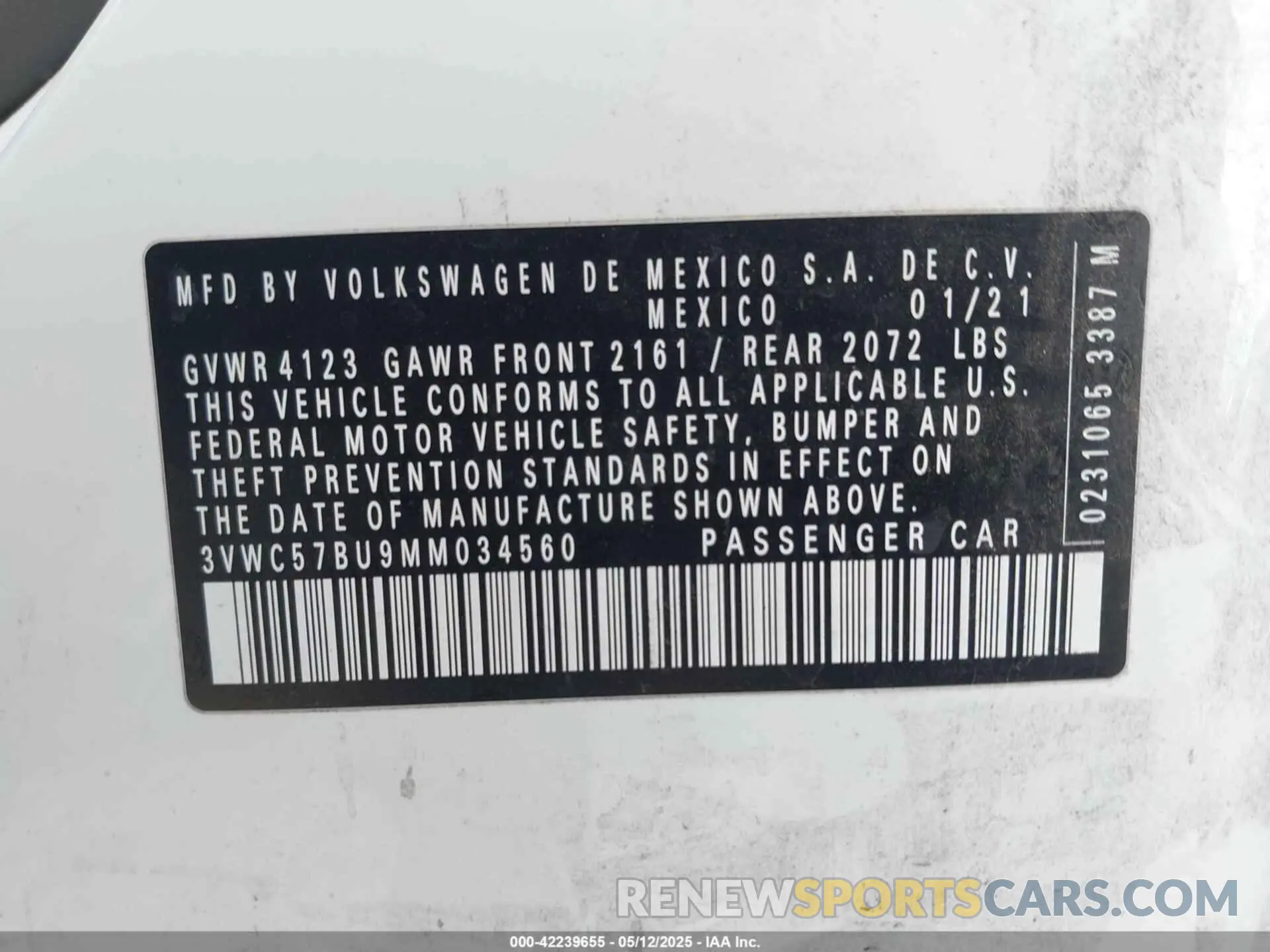 9 Фотография поврежденного автомобиля 3VWC57BU9MM034560 VOLKSWAGEN JETTA 2021