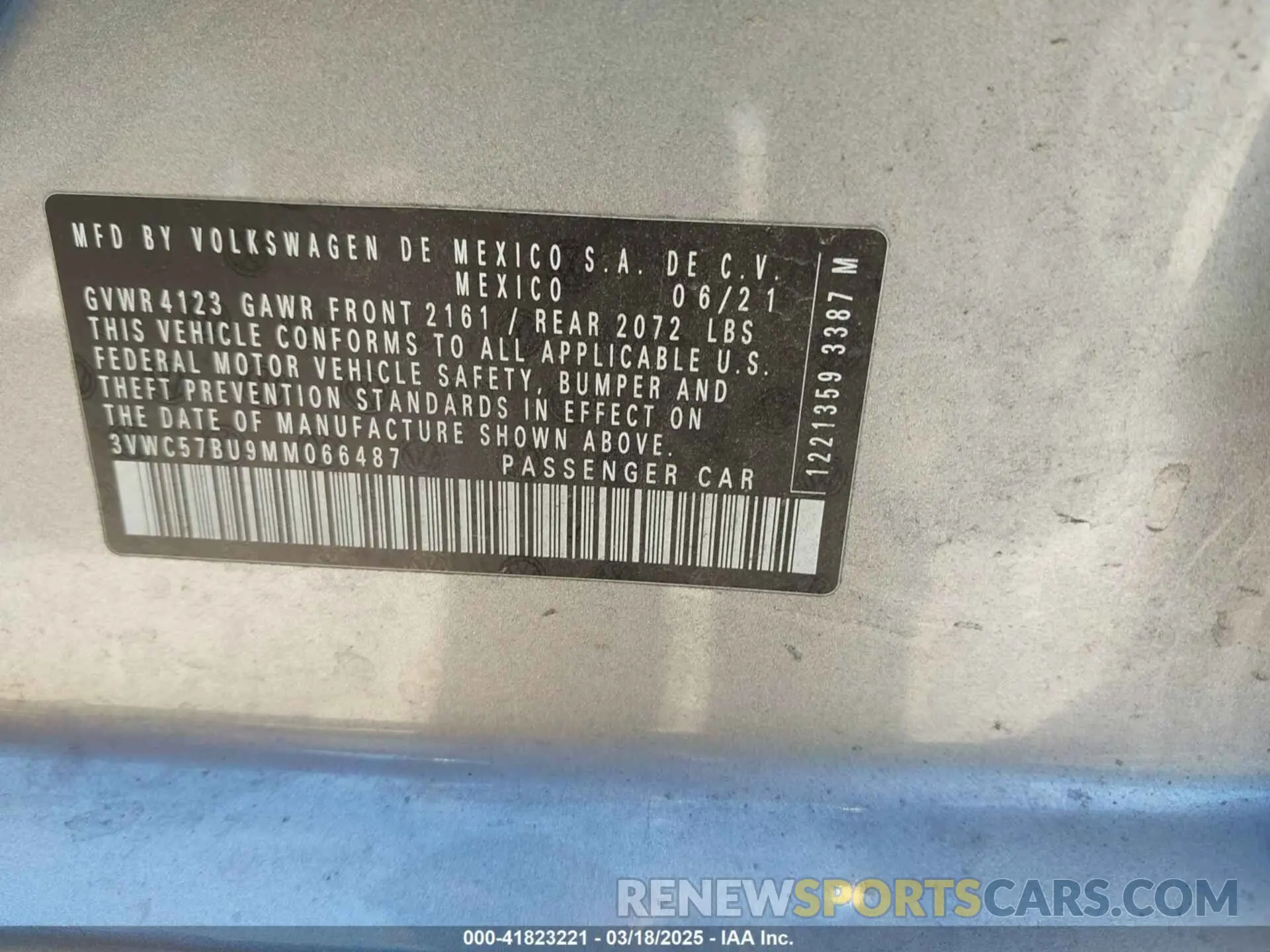 9 Фотография поврежденного автомобиля 3VWC57BU9MM066487 VOLKSWAGEN JETTA 2021