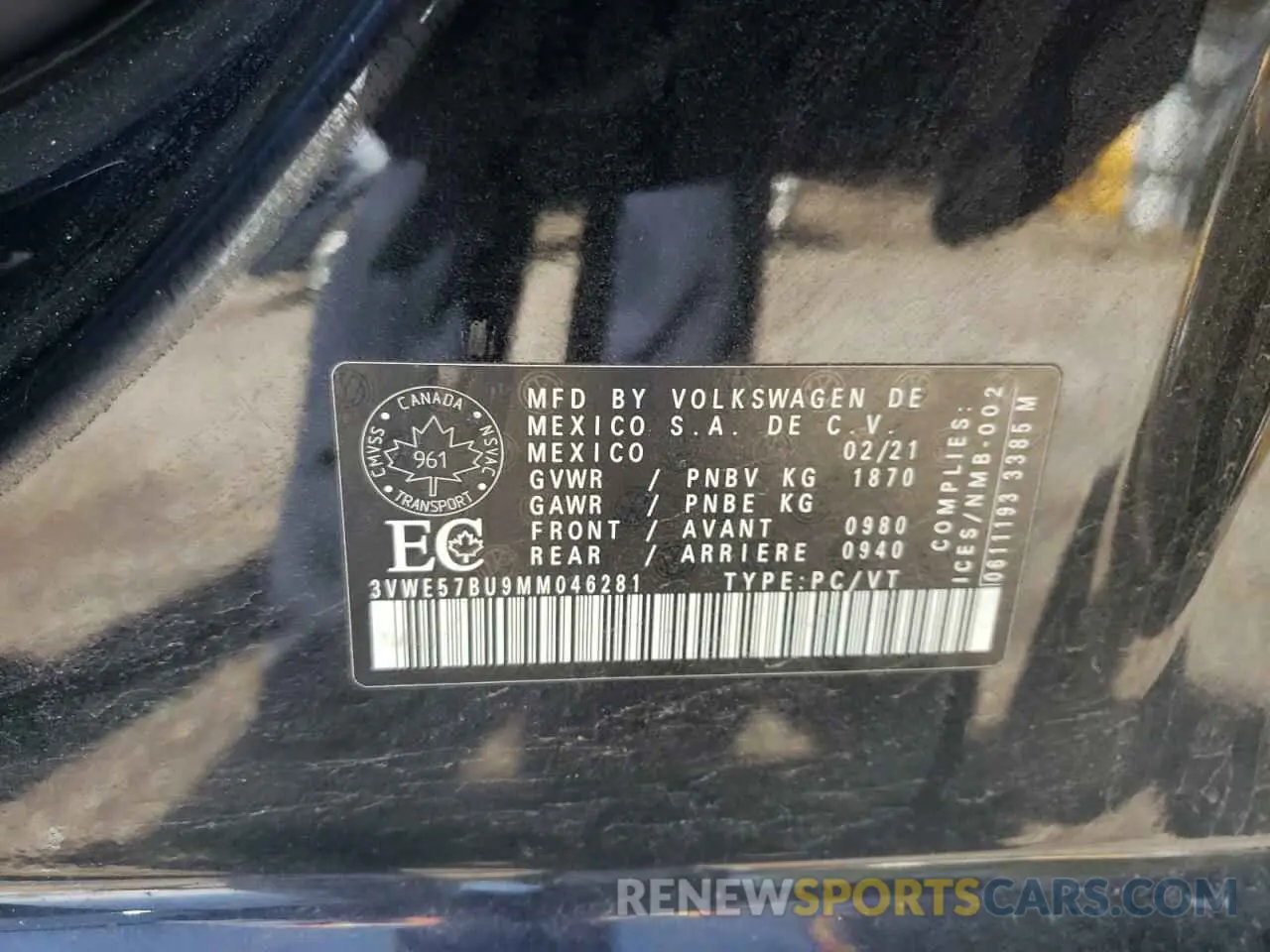 12 Фотография поврежденного автомобиля 3VWE57BU9MM046281 VOLKSWAGEN JETTA 2021