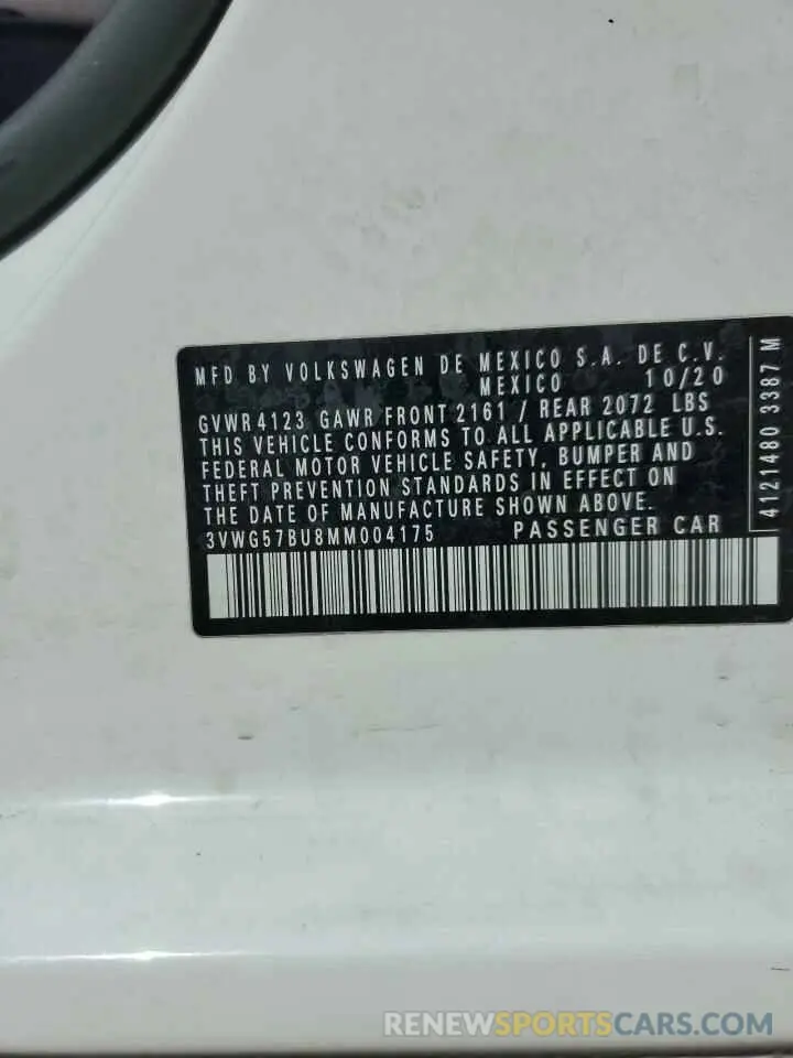 12 Фотография поврежденного автомобиля 3VWG57BU8MM004175 VOLKSWAGEN JETTA 2021
