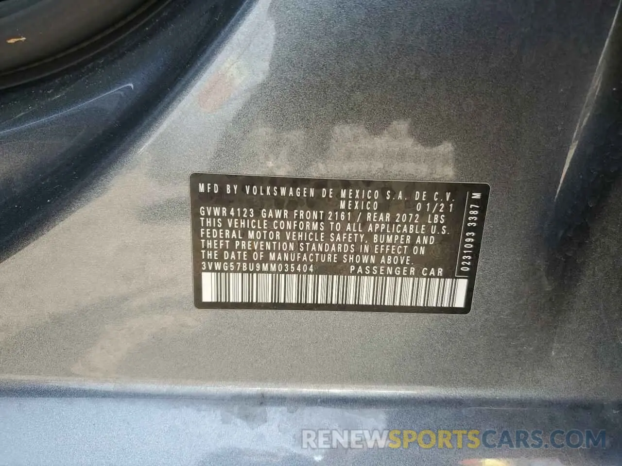 12 Фотография поврежденного автомобиля 3VWG57BU9MM035404 VOLKSWAGEN JETTA 2021