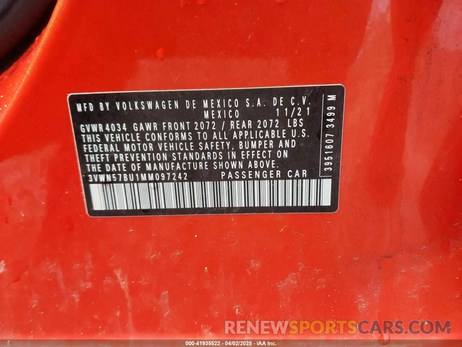 9 Фотография поврежденного автомобиля 3VWN57BU1MM097242 VOLKSWAGEN JETTA 2021