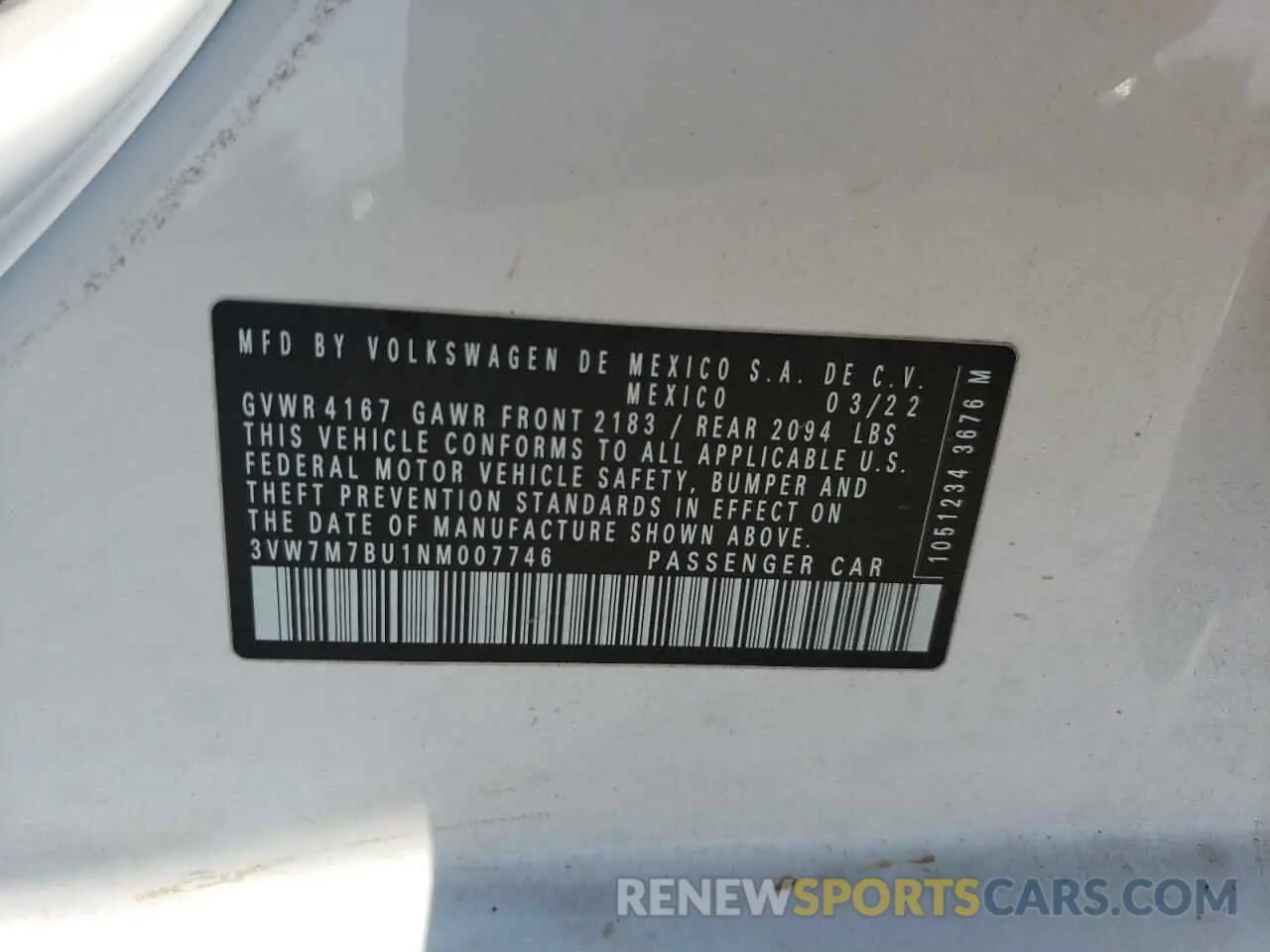 13 Фотография поврежденного автомобиля 3VW7M7BU1NM007746 VOLKSWAGEN JETTA 2022