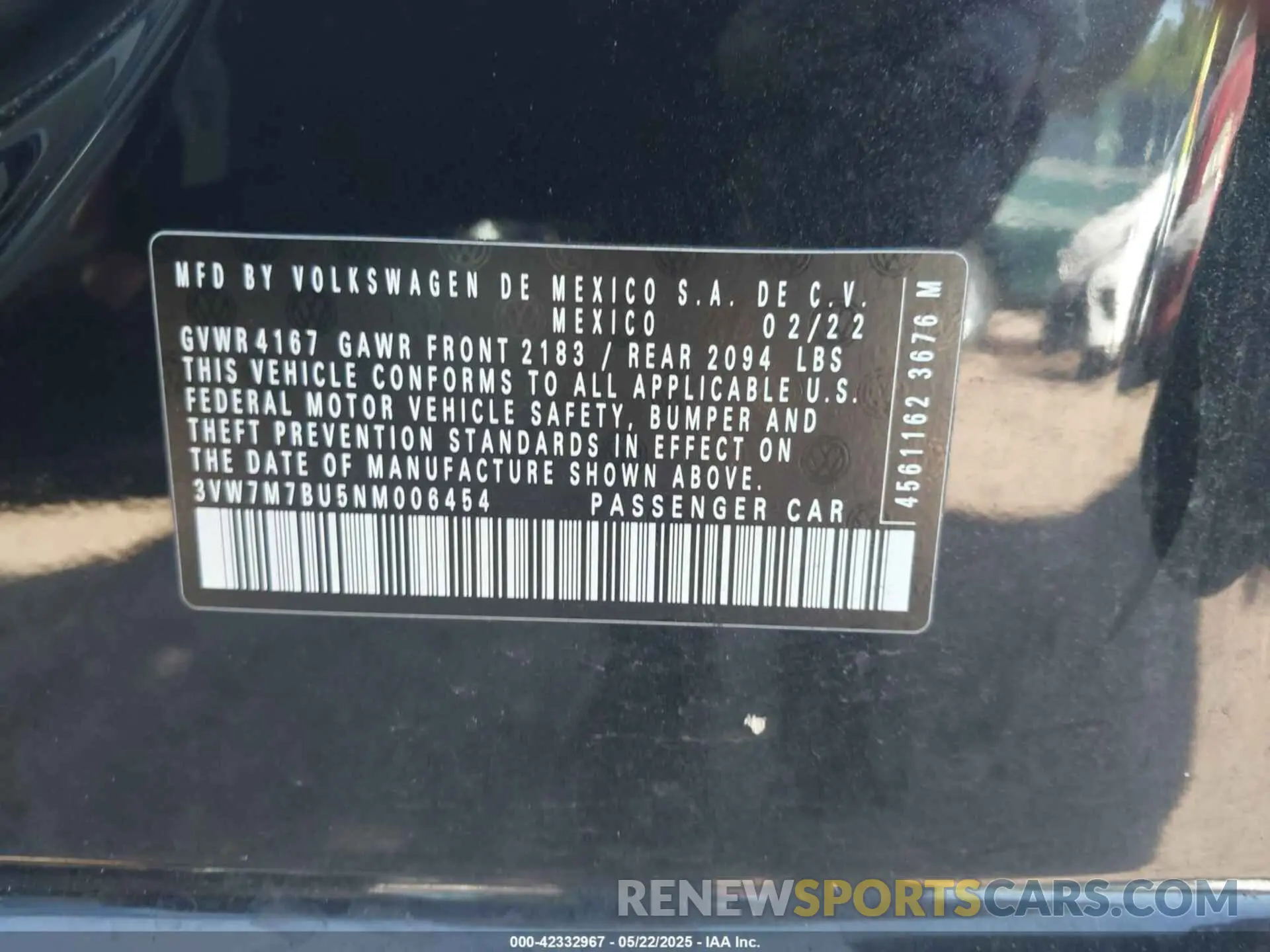 9 Фотография поврежденного автомобиля 3VW7M7BU5NM006454 VOLKSWAGEN JETTA 2022