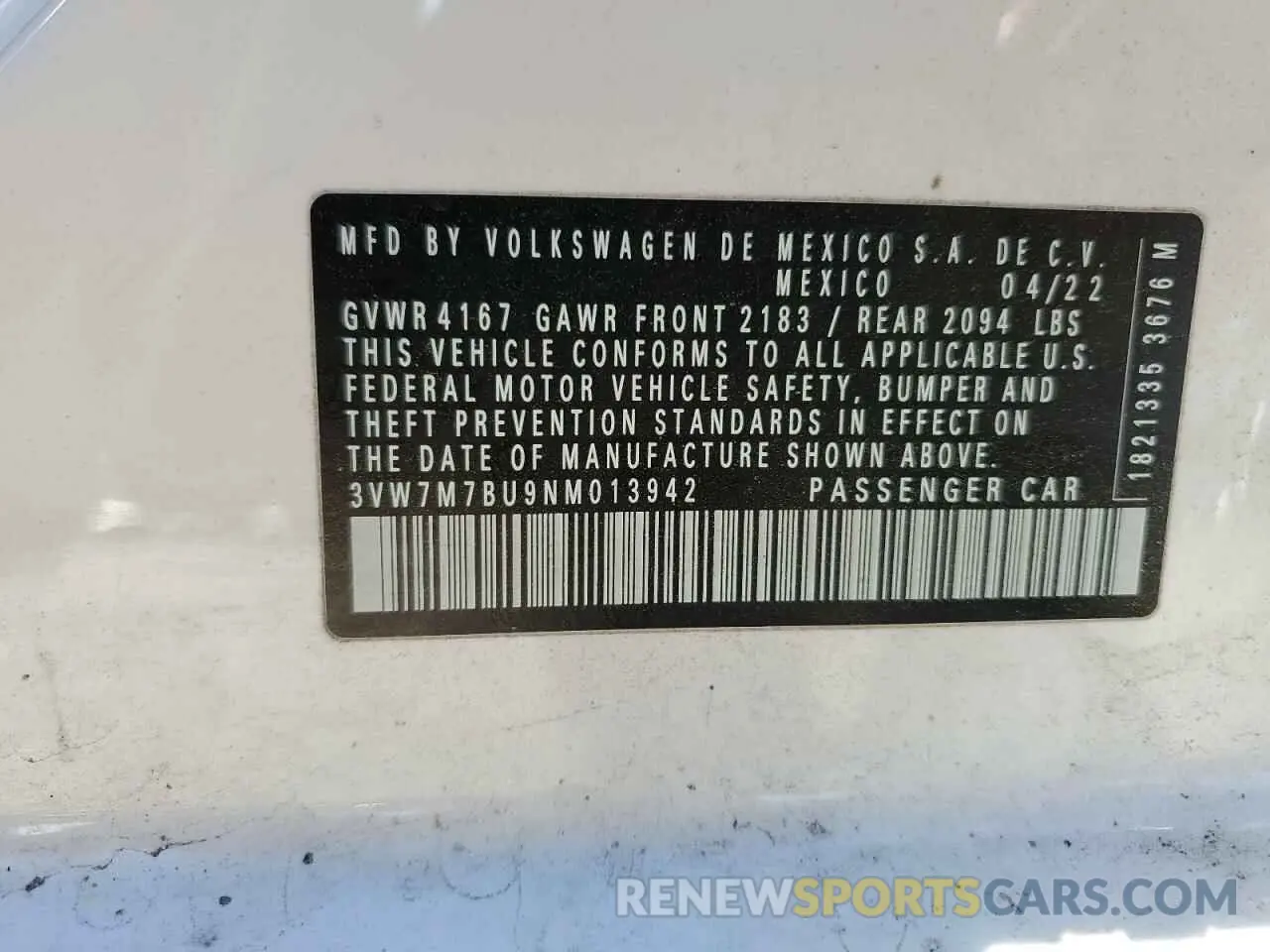 13 Фотография поврежденного автомобиля 3VW7M7BU9NM013942 VOLKSWAGEN JETTA 2022