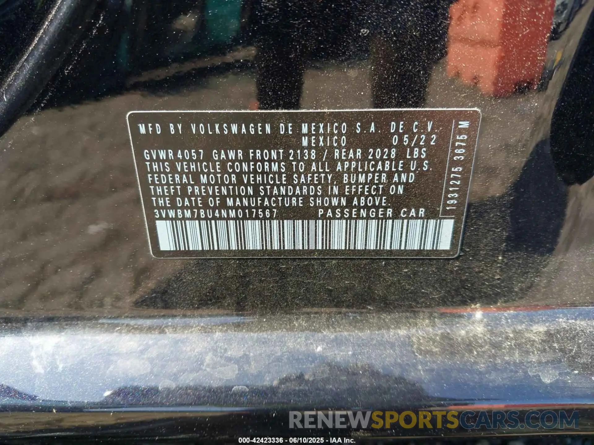 9 Фотография поврежденного автомобиля 3VWBM7BU4NM017567 VOLKSWAGEN JETTA 2022