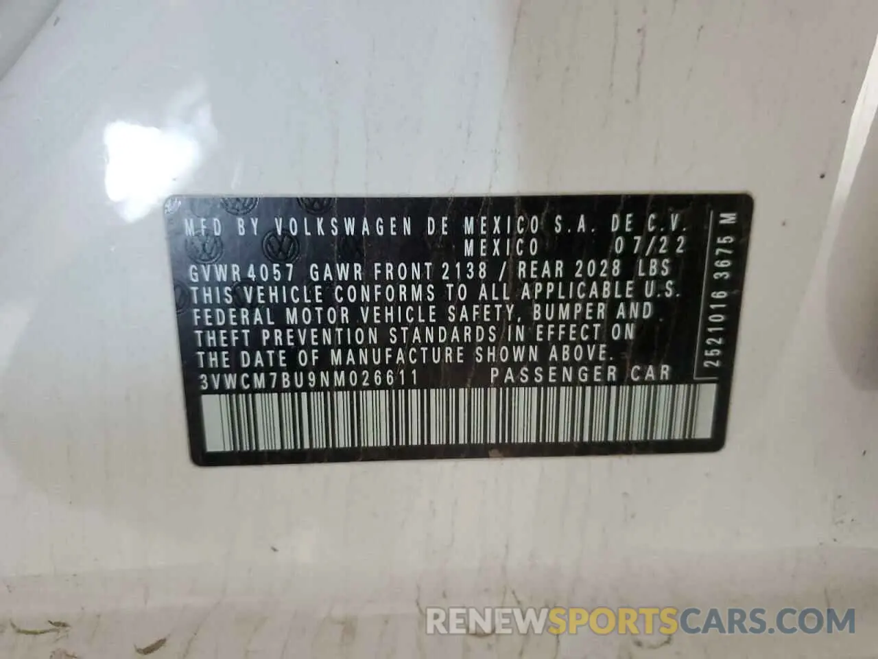 12 Фотография поврежденного автомобиля 3VWCM7BU9NM026611 VOLKSWAGEN JETTA 2022