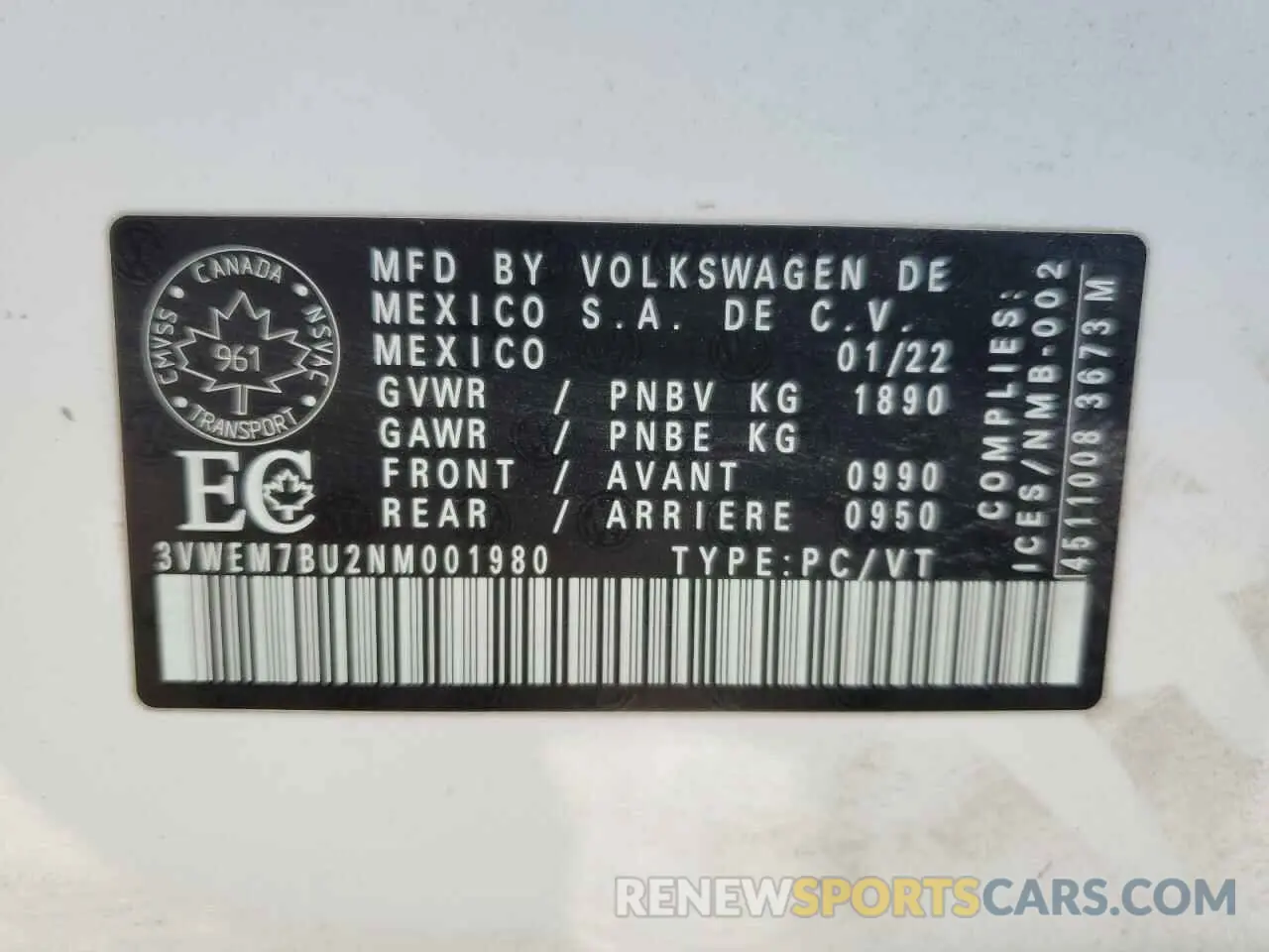 13 Photograph of a damaged car 3VWEM7BU2NM001980 VOLKSWAGEN JETTA 2022