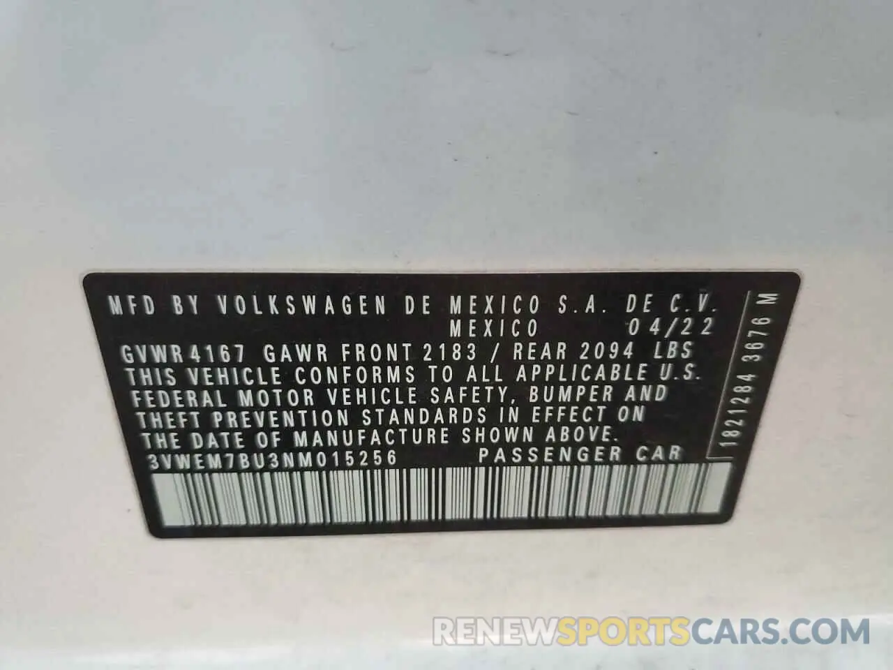 12 Photograph of a damaged car 3VWEM7BU3NM015256 VOLKSWAGEN JETTA 2022