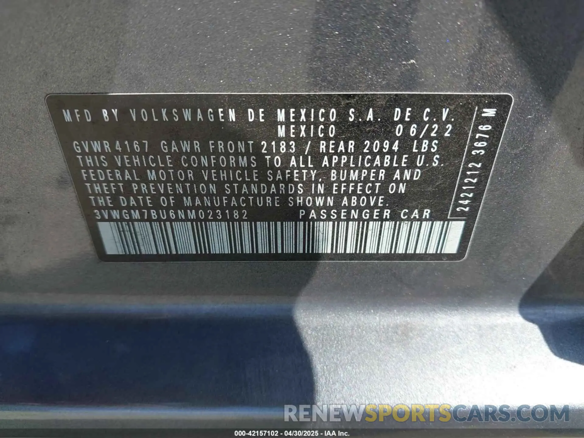 9 Фотография поврежденного автомобиля 3VWGM7BU6NM023182 VOLKSWAGEN JETTA 2022