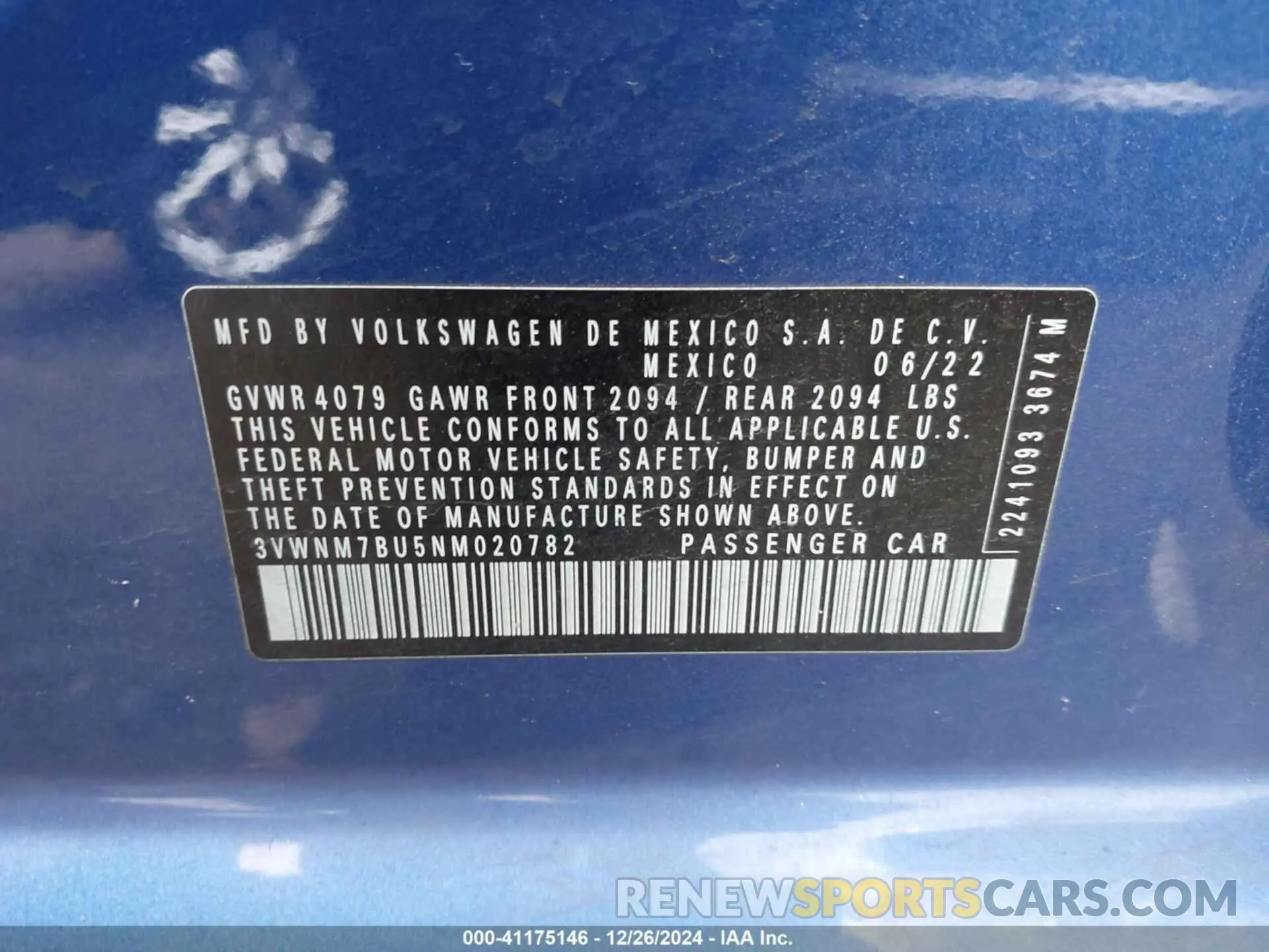 9 Фотография поврежденного автомобиля 3VWNM7BU5NM020782 VOLKSWAGEN JETTA 2022