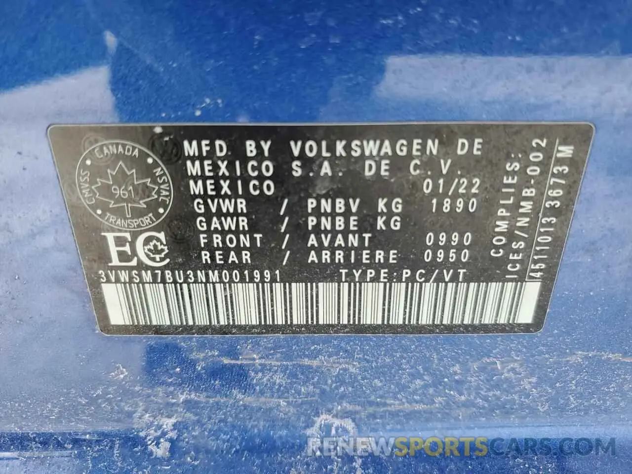12 Фотография поврежденного автомобиля 3VWSM7BU3NM001991 VOLKSWAGEN JETTA 2022