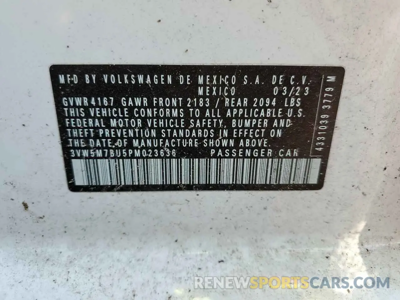 12 Photograph of a damaged car 3VW5M7BU5PM023636 VOLKSWAGEN JETTA 2023