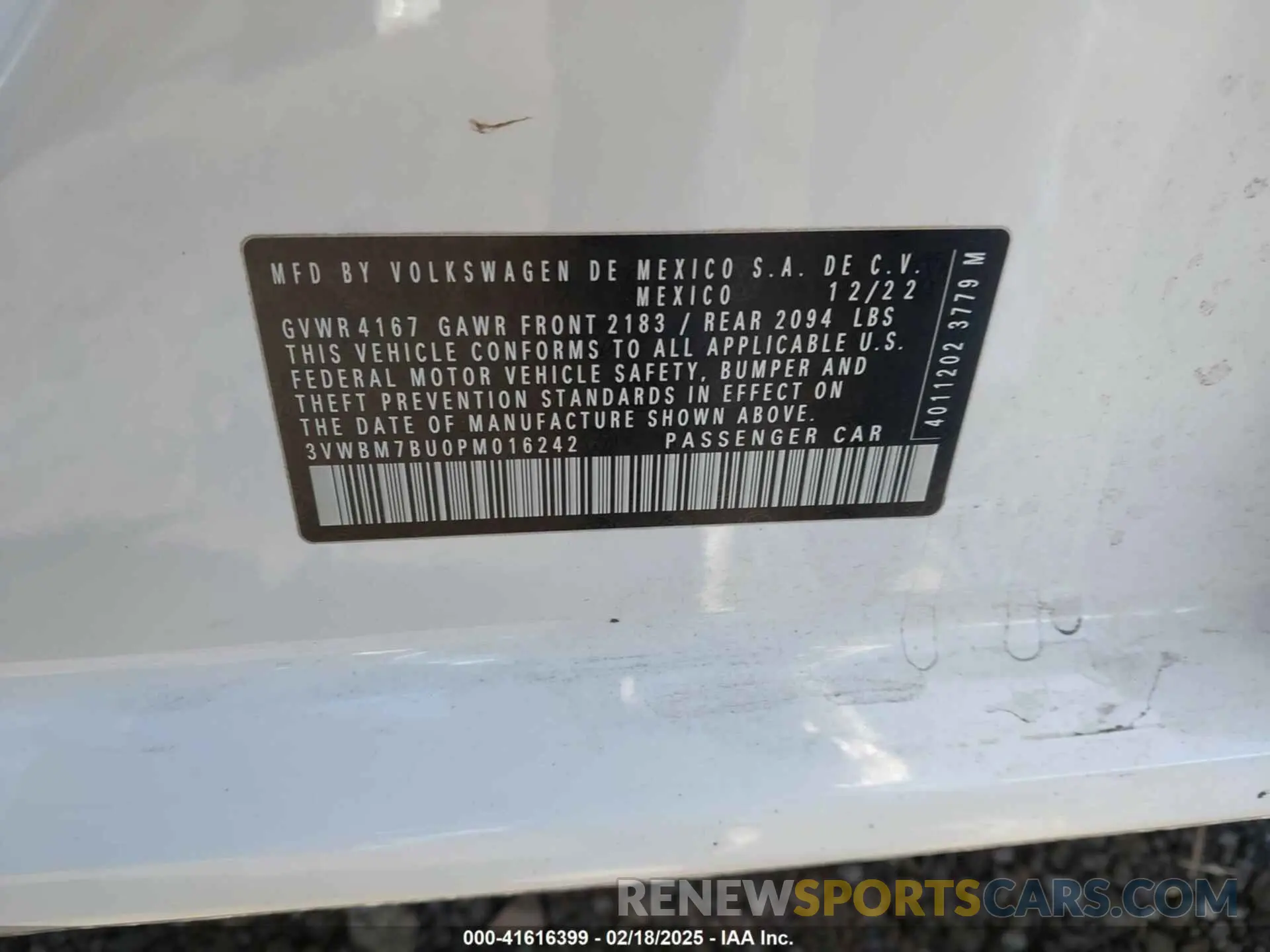 9 Photograph of a damaged car 3VWBM7BU0PM016242 VOLKSWAGEN JETTA 2023