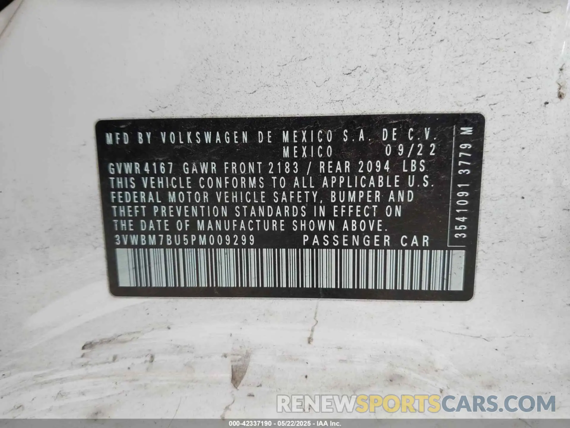 9 Фотография поврежденного автомобиля 3VWBM7BU5PM009299 VOLKSWAGEN JETTA 2023