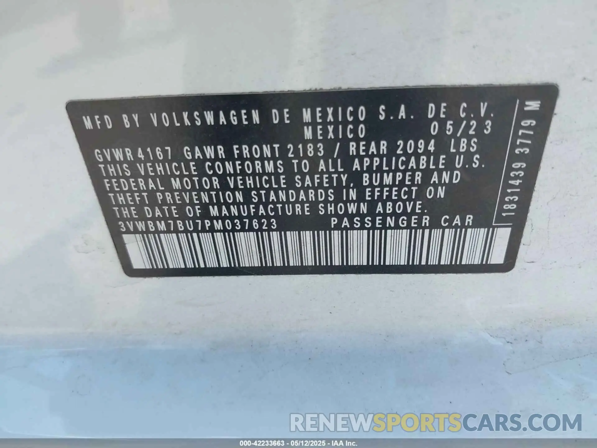 9 Photograph of a damaged car 3VWBM7BU7PM037623 VOLKSWAGEN JETTA 2023