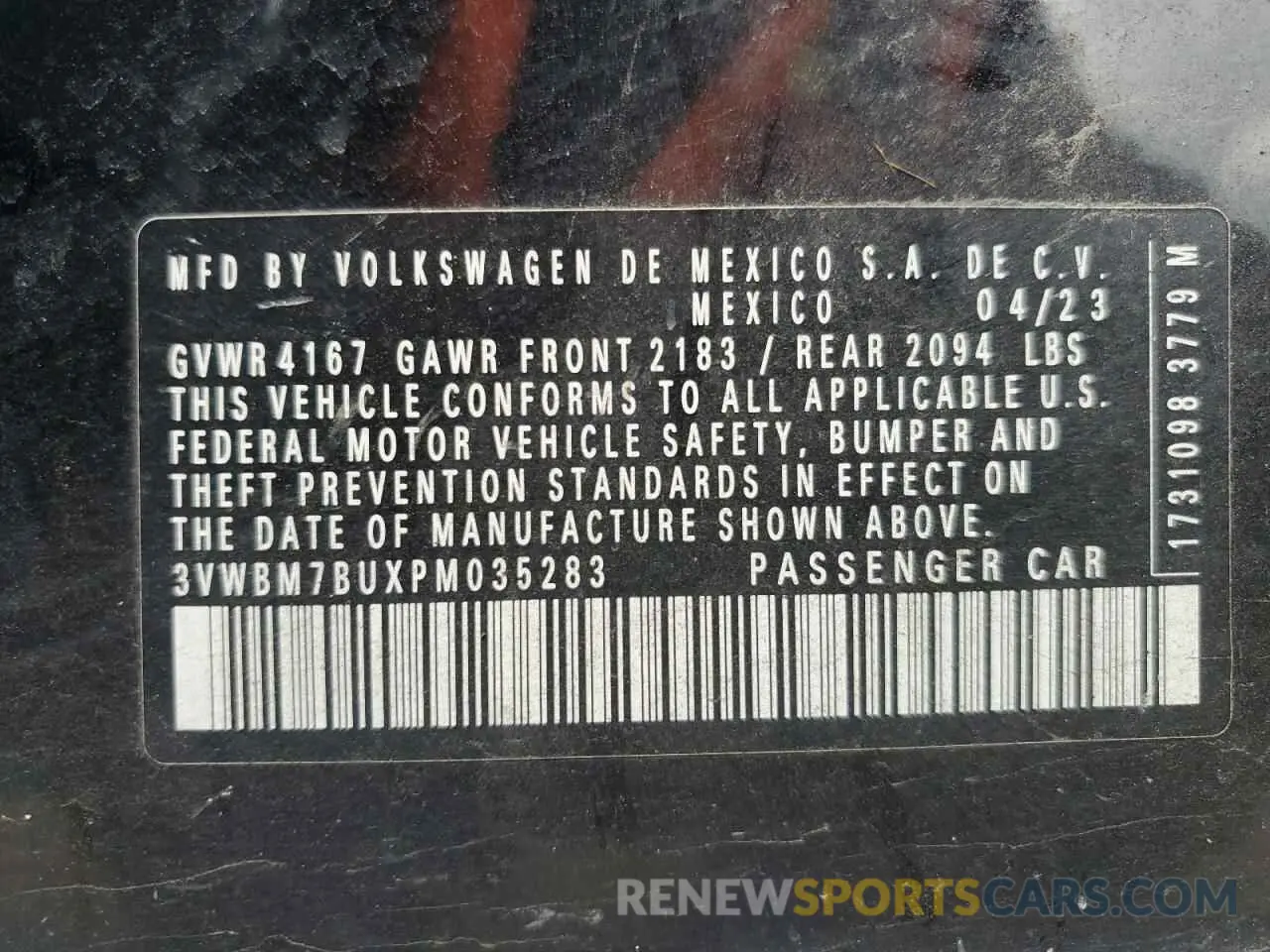 13 Photograph of a damaged car 3VWBM7BUXPM035283 VOLKSWAGEN JETTA 2023