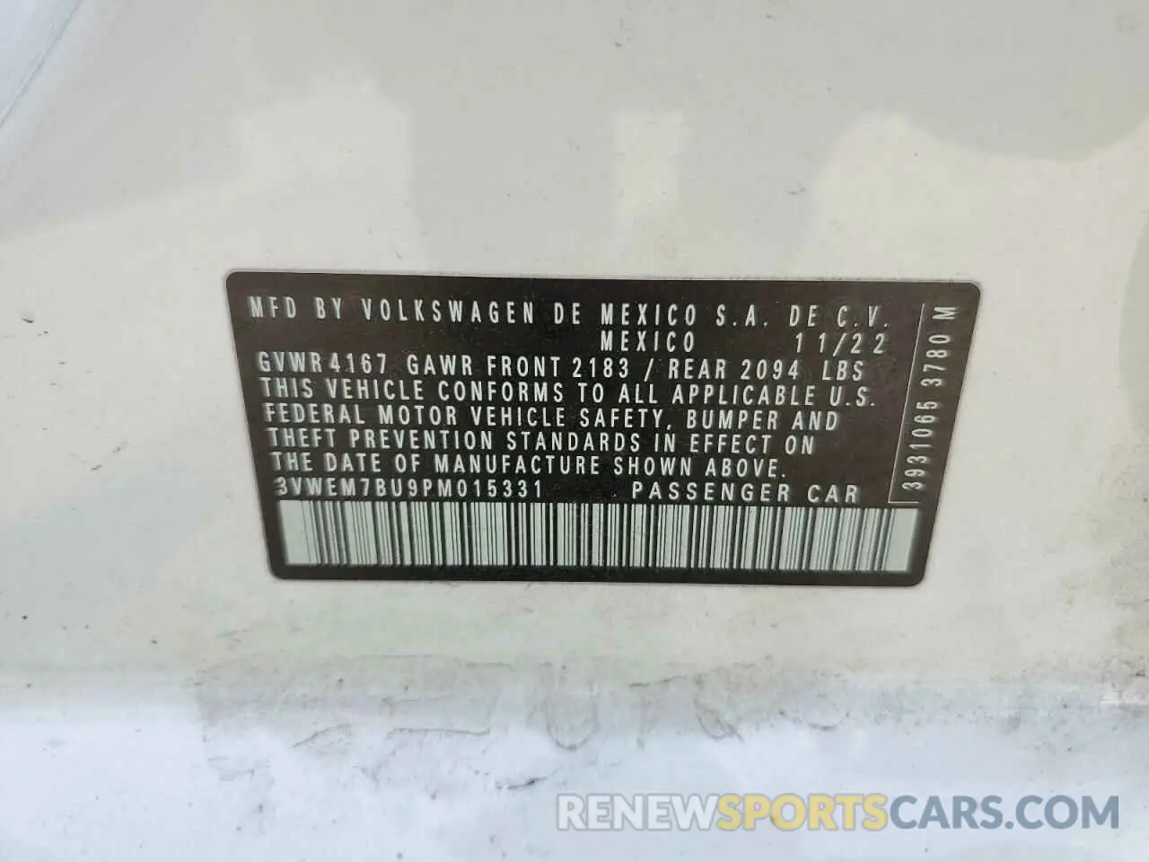 12 Фотография поврежденного автомобиля 3VWEM7BU9PM015331 VOLKSWAGEN JETTA 2023