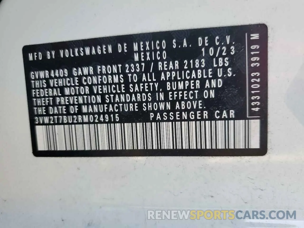13 Фотография поврежденного автомобиля 3VW2T7BU2RM024915 VOLKSWAGEN JETTA 2024