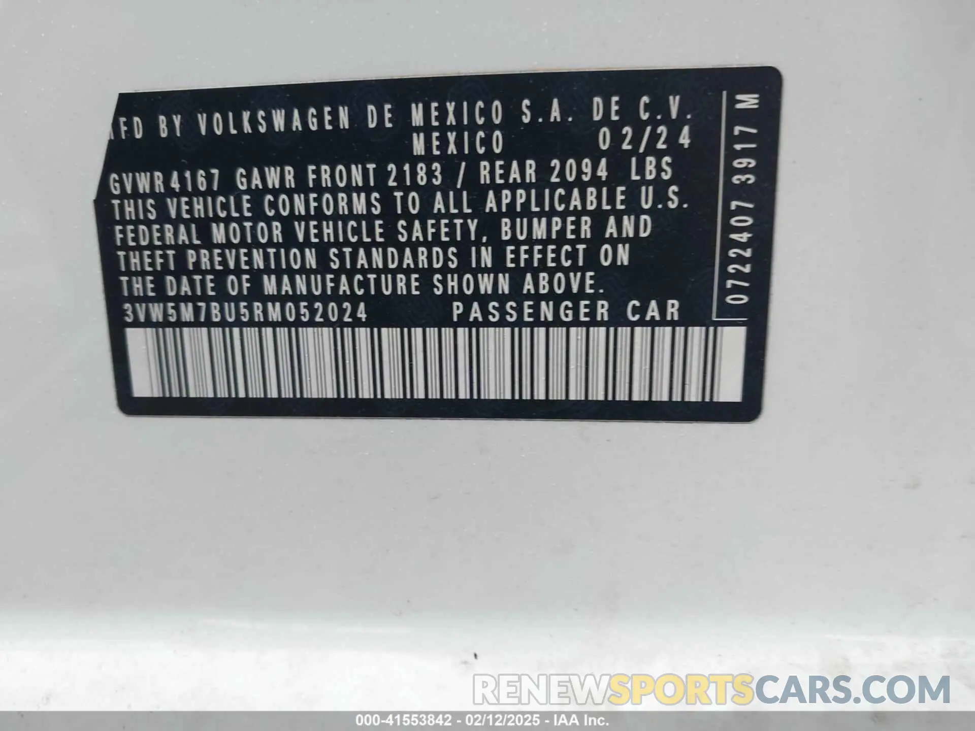 9 Photograph of a damaged car 3VW5M7BU5RM052024 VOLKSWAGEN JETTA 2024