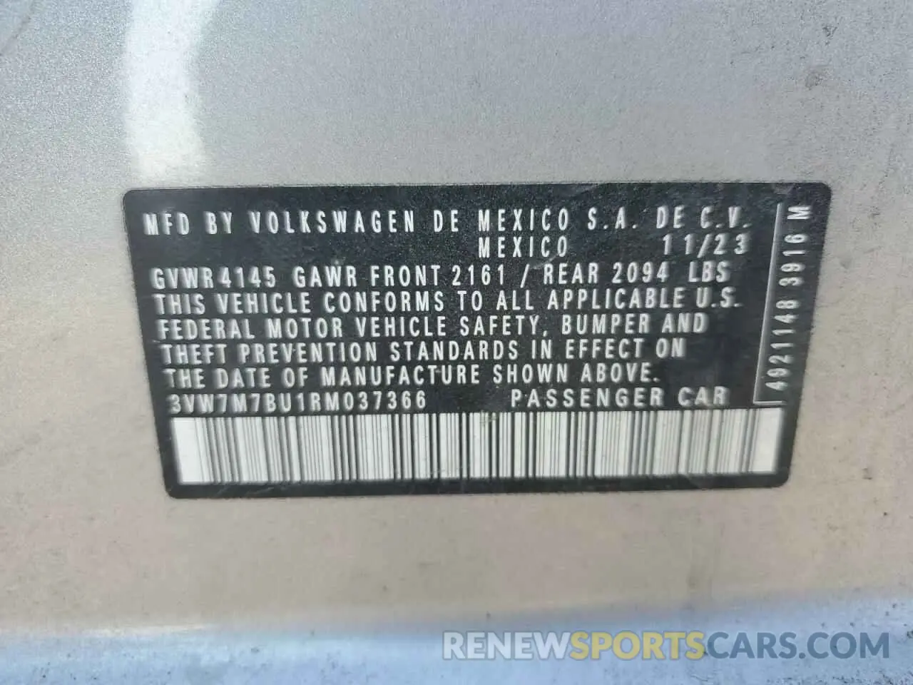15 Photograph of a damaged car 3VW7M7BU1RM037366 VOLKSWAGEN JETTA 2024