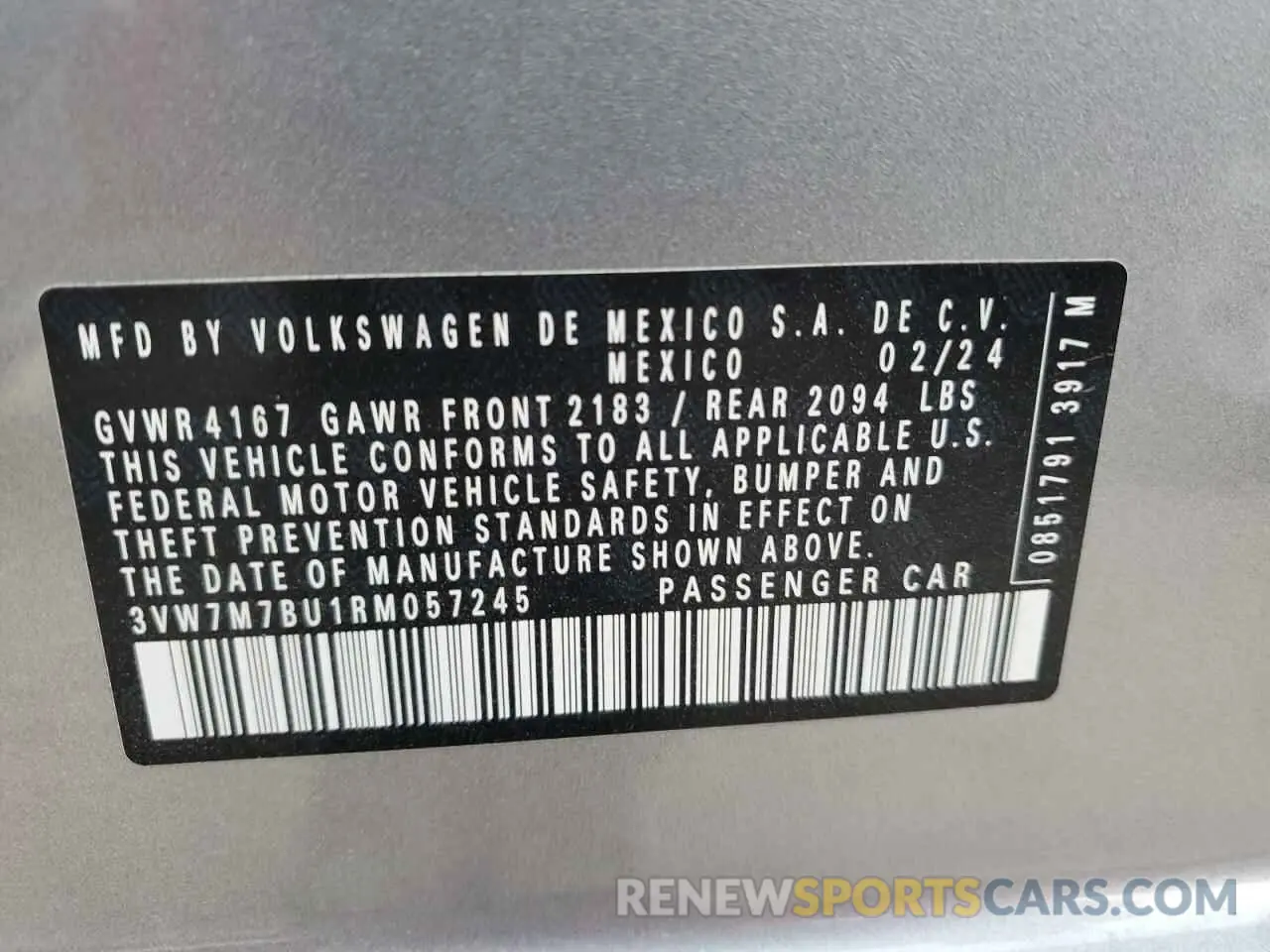 12 Photograph of a damaged car 3VW7M7BU1RM057245 VOLKSWAGEN JETTA 2024