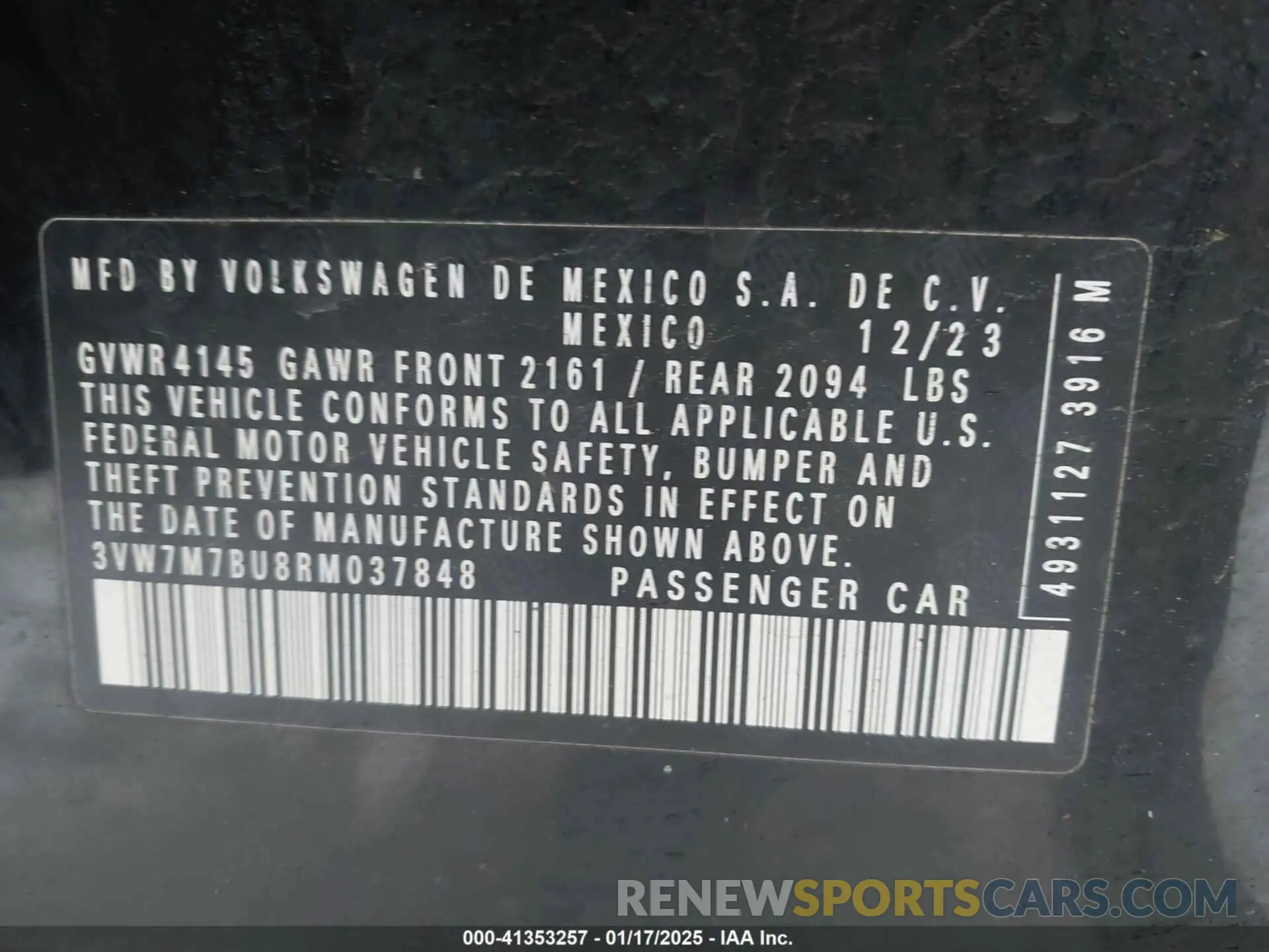 9 Фотография поврежденного автомобиля 3VW7M7BU8RM037848 VOLKSWAGEN JETTA 2024