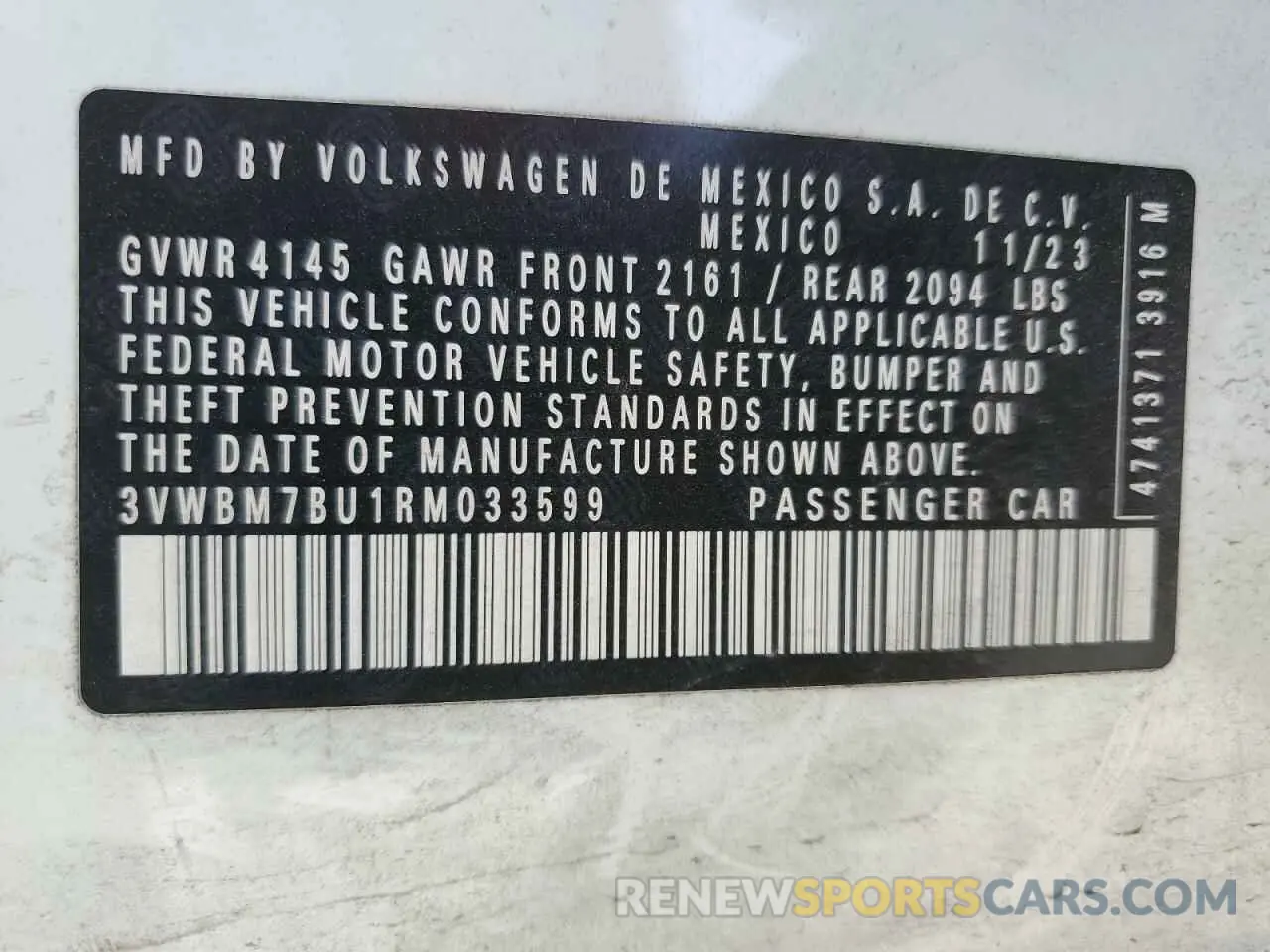 12 Photograph of a damaged car 3VWBM7BU1RM033599 VOLKSWAGEN JETTA 2024