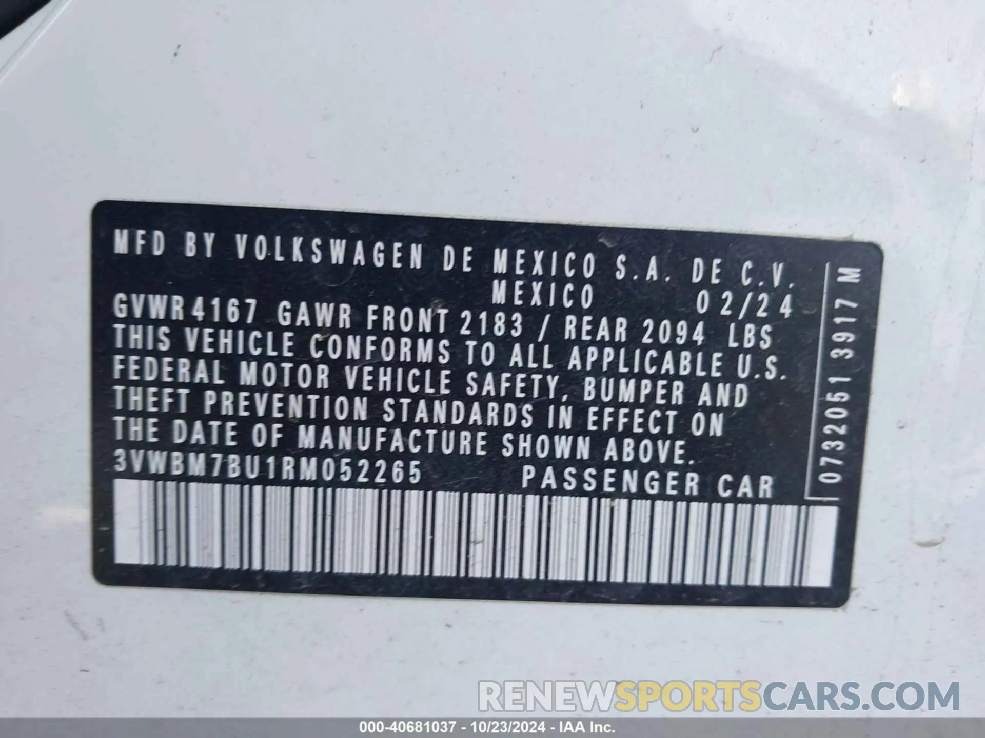 9 Photograph of a damaged car 3VWBM7BU1RM052265 VOLKSWAGEN JETTA 2024