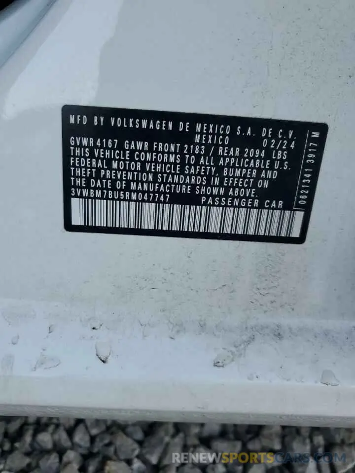 13 Photograph of a damaged car 3VWBM7BU5RM047747 VOLKSWAGEN JETTA 2024