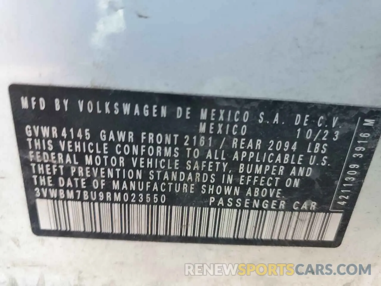 13 Photograph of a damaged car 3VWBM7BU9RM023550 VOLKSWAGEN JETTA 2024