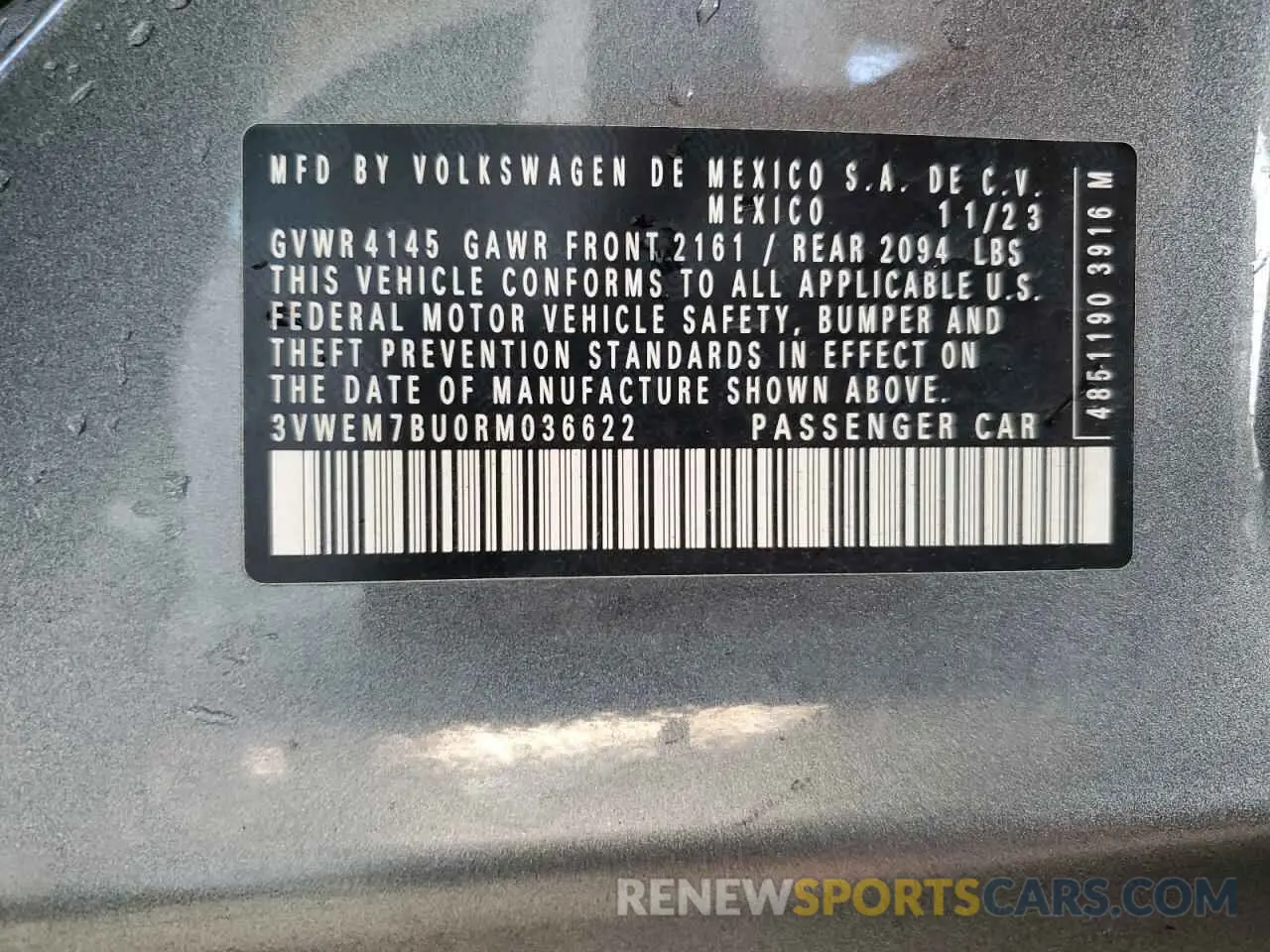 12 Photograph of a damaged car 3VWEM7BU0RM036622 VOLKSWAGEN JETTA 2024