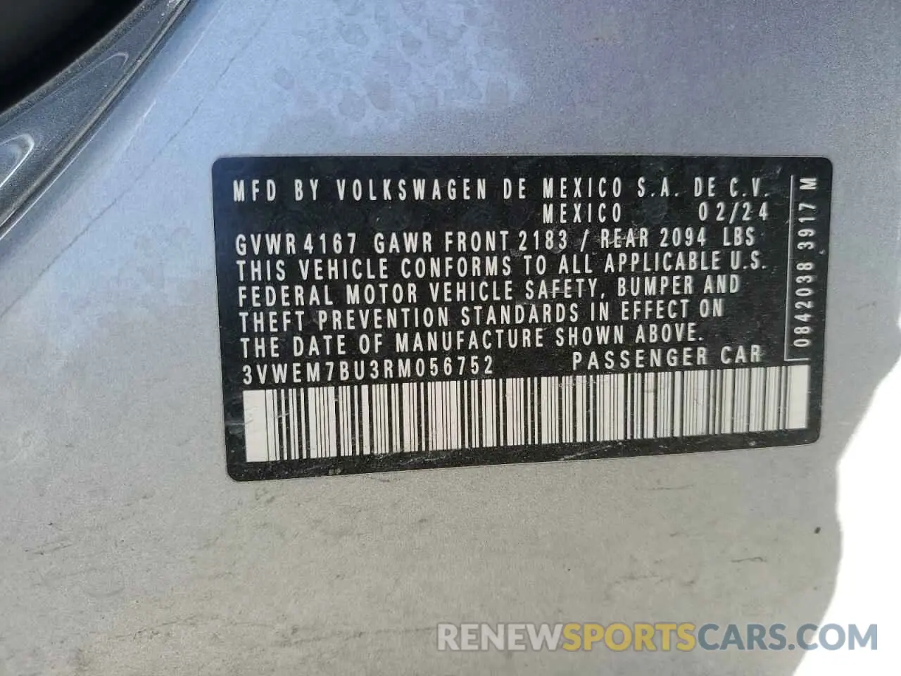 12 Photograph of a damaged car 3VWEM7BU3RM056752 VOLKSWAGEN JETTA 2024