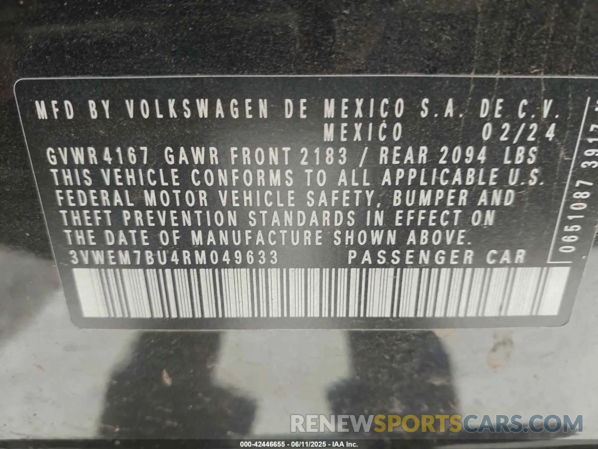 9 Photograph of a damaged car 3VWEM7BU4RM049633 VOLKSWAGEN JETTA 2024