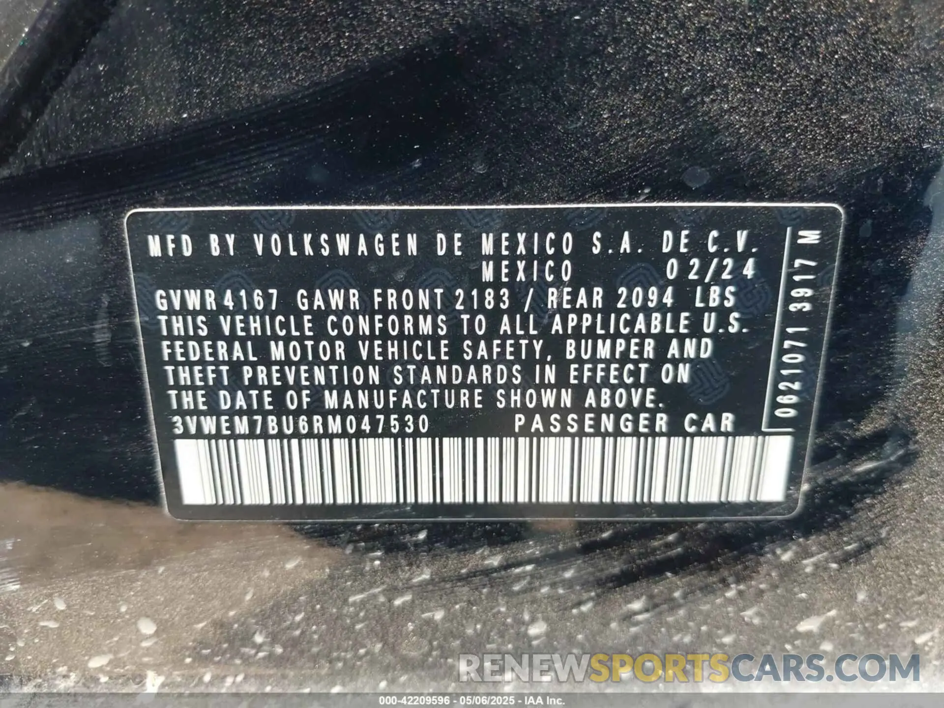 9 Photograph of a damaged car 3VWEM7BU6RM047530 VOLKSWAGEN JETTA 2024