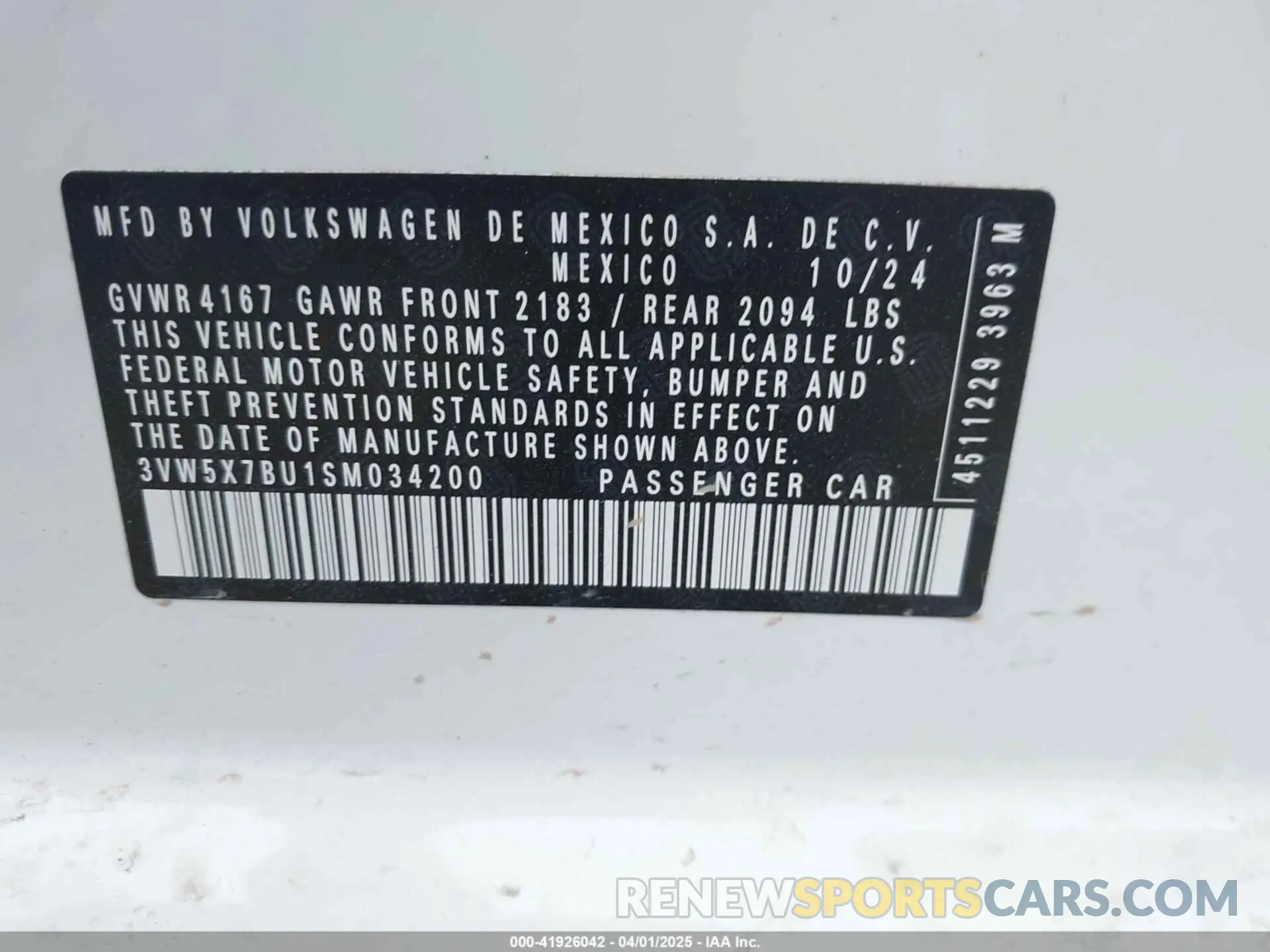 9 Фотография поврежденного автомобиля 3VW5X7BU1SM034200 VOLKSWAGEN JETTA 2025