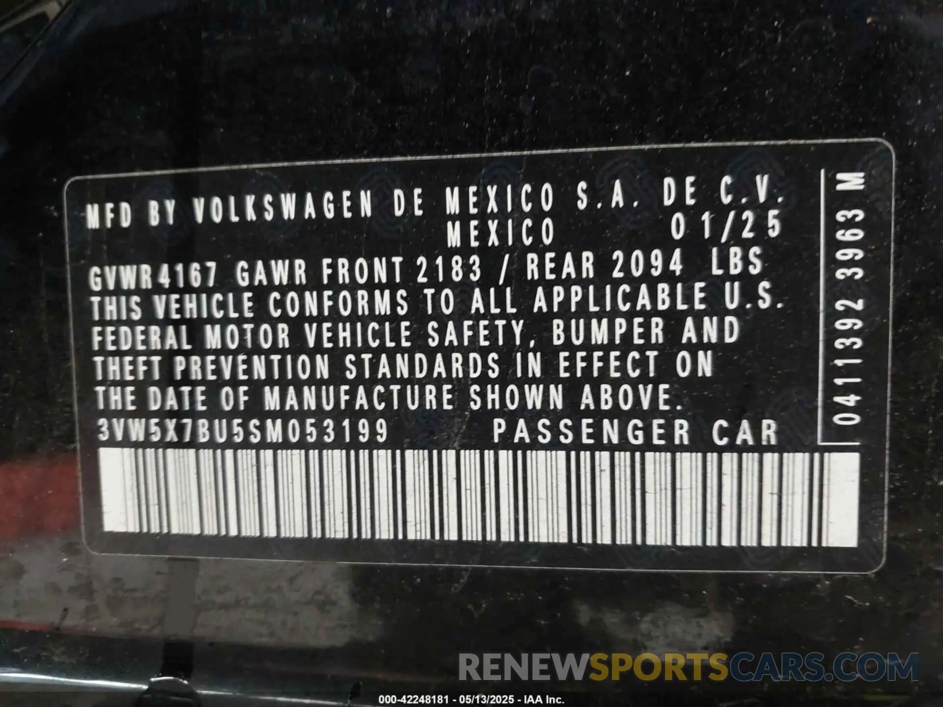 9 Photograph of a damaged car 3VW5X7BU5SM053199 VOLKSWAGEN JETTA 2025