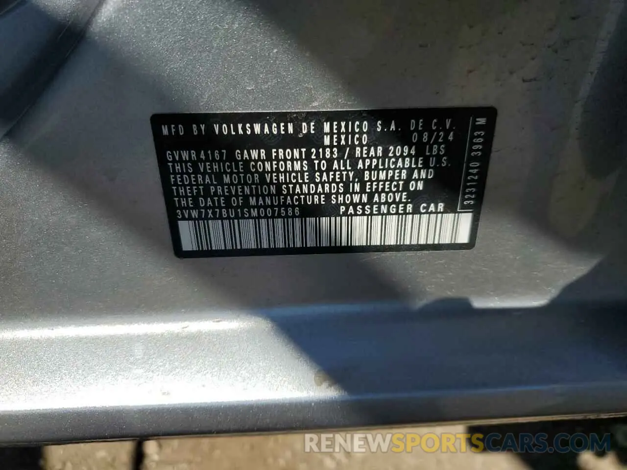 12 Фотография поврежденного автомобиля 3VW7X7BU1SM007586 VOLKSWAGEN JETTA 2025