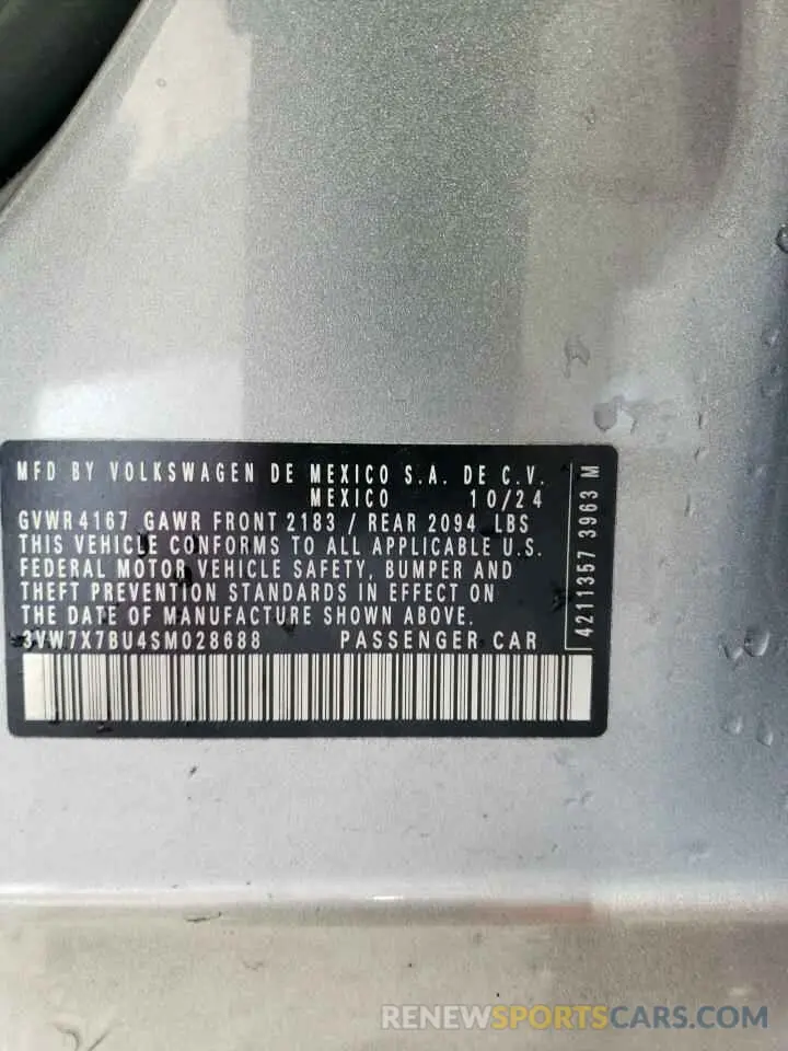 12 Фотография поврежденного автомобиля 3VW7X7BU4SM028688 VOLKSWAGEN JETTA 2025