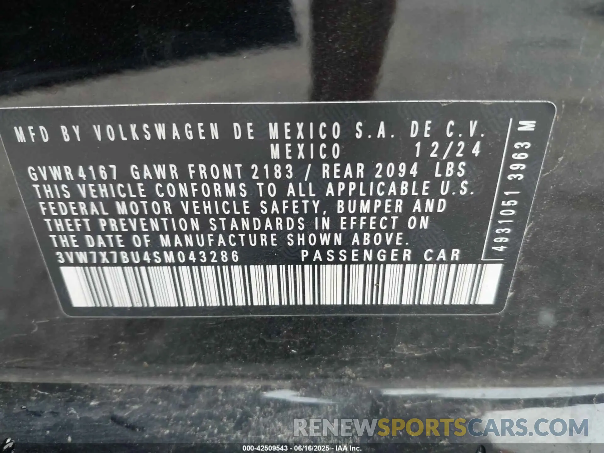 9 Фотография поврежденного автомобиля 3VW7X7BU4SM043286 VOLKSWAGEN JETTA 2025