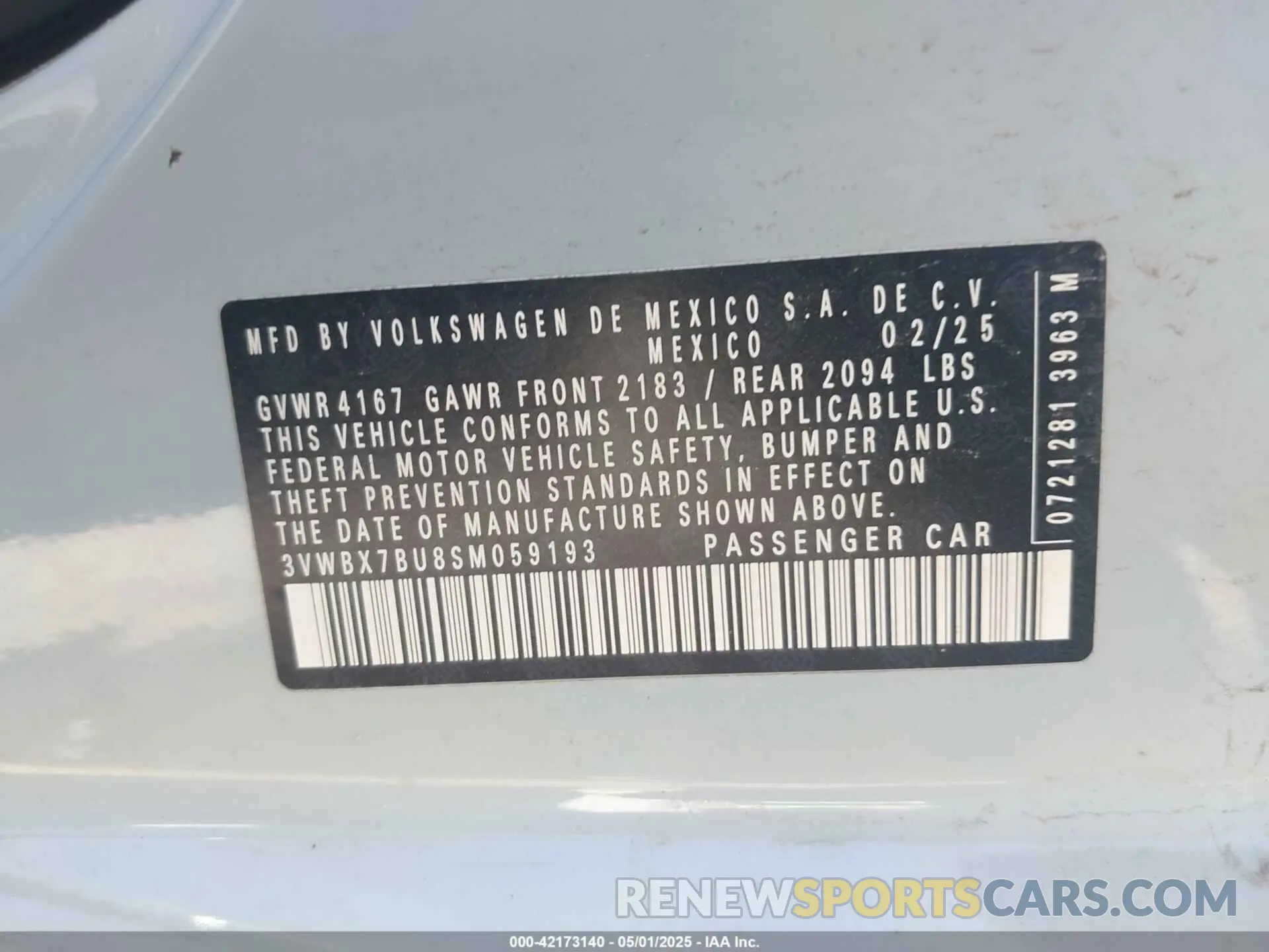 9 Photograph of a damaged car 3VWBX7BU8SM059193 VOLKSWAGEN JETTA 2025